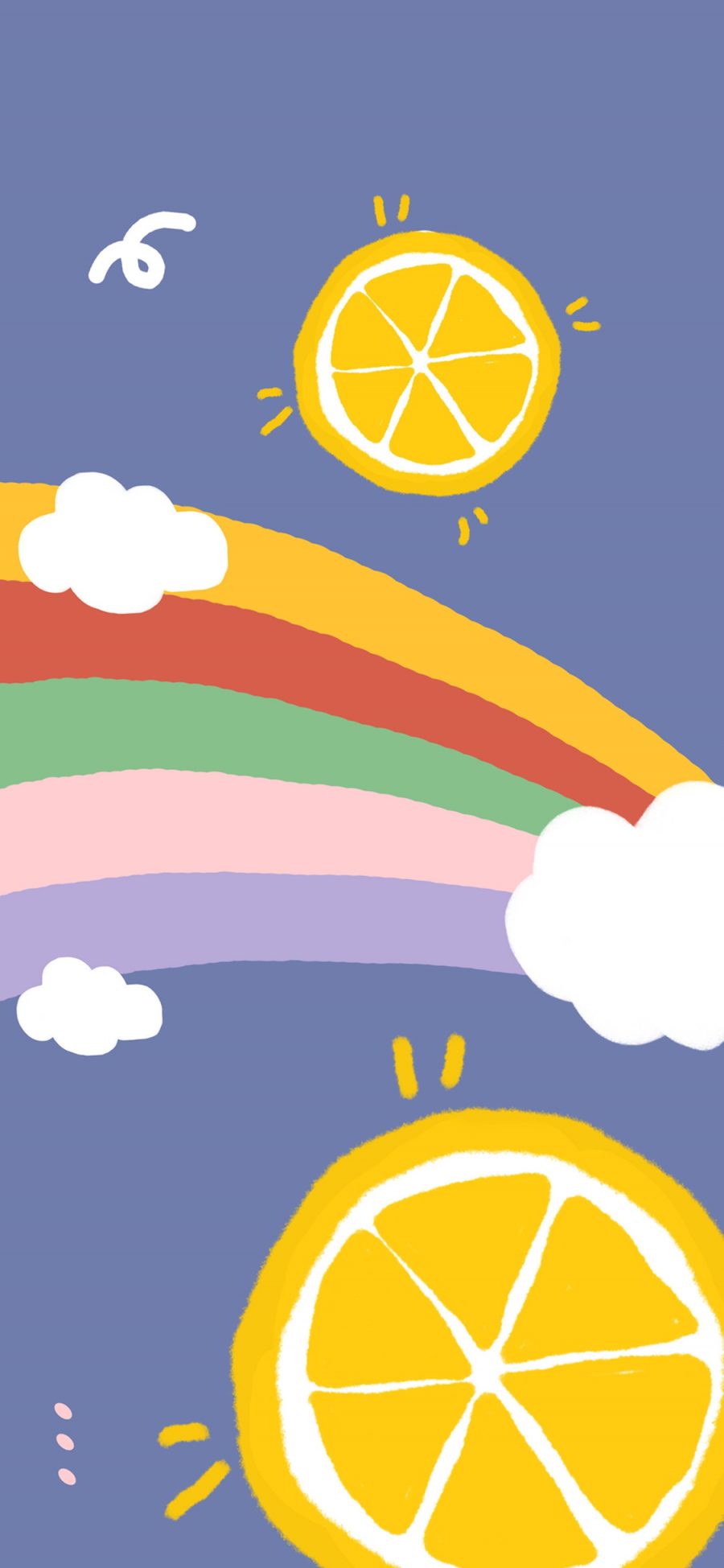 [2436×1125]卡通 柠檬 彩虹 色彩 苹果手机动漫壁纸图片
