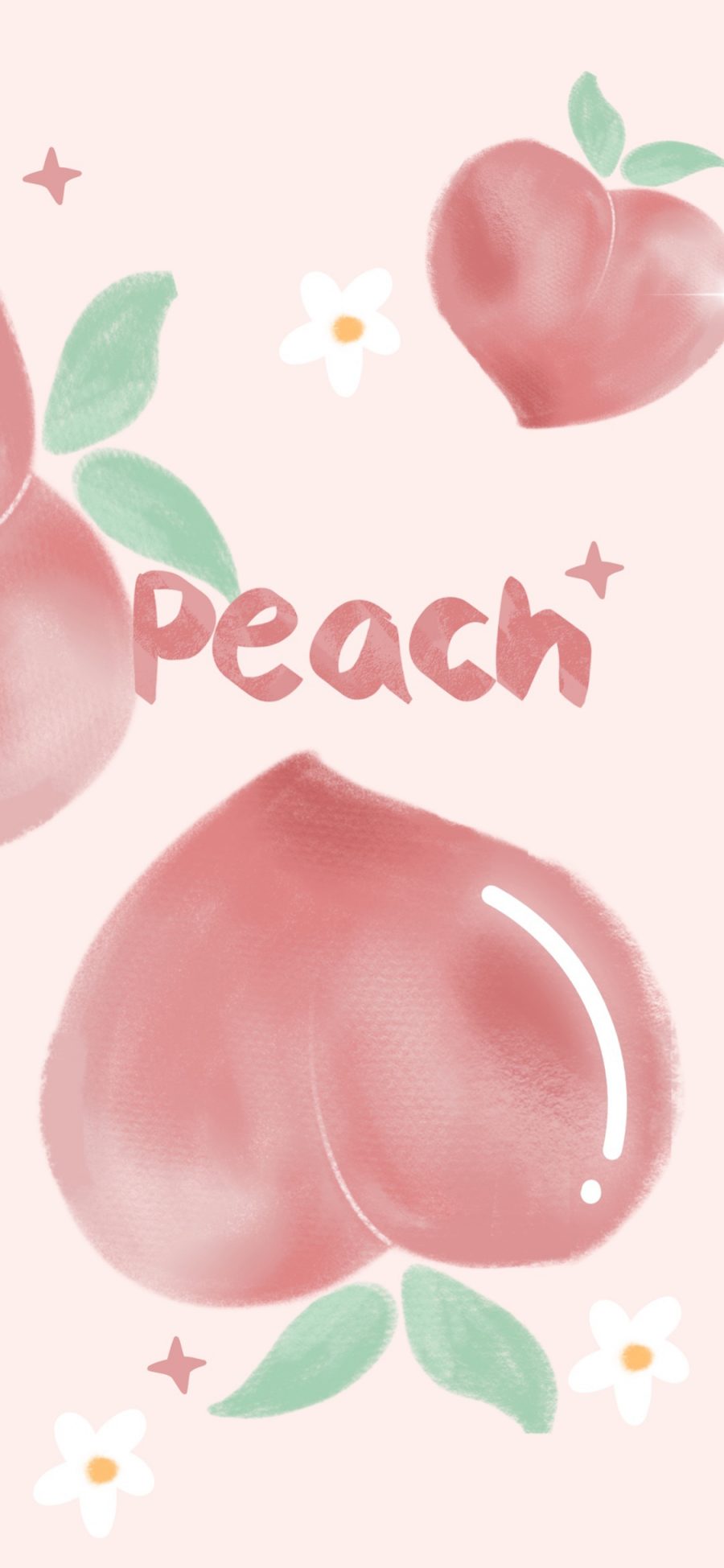 [2436×1125]卡通 桃子 粉 peach 苹果手机动漫壁纸图片