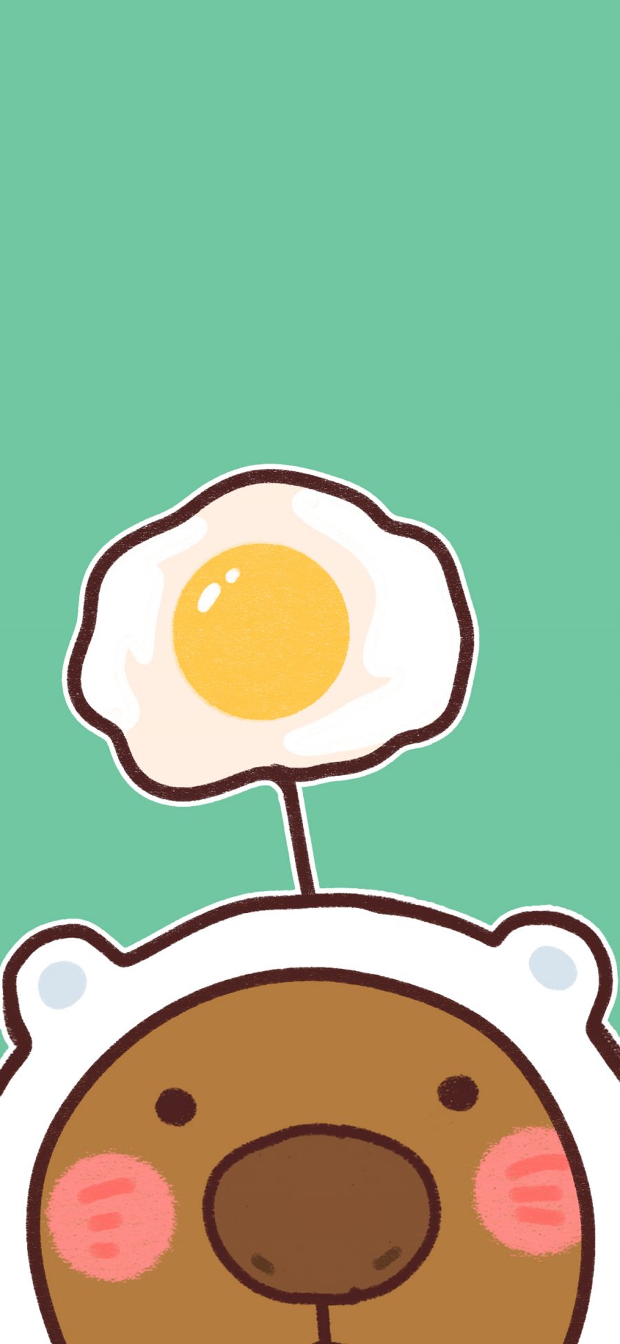 [2436×1125]卡通 棕熊 煎蛋 可爱 苹果手机动漫壁纸图片