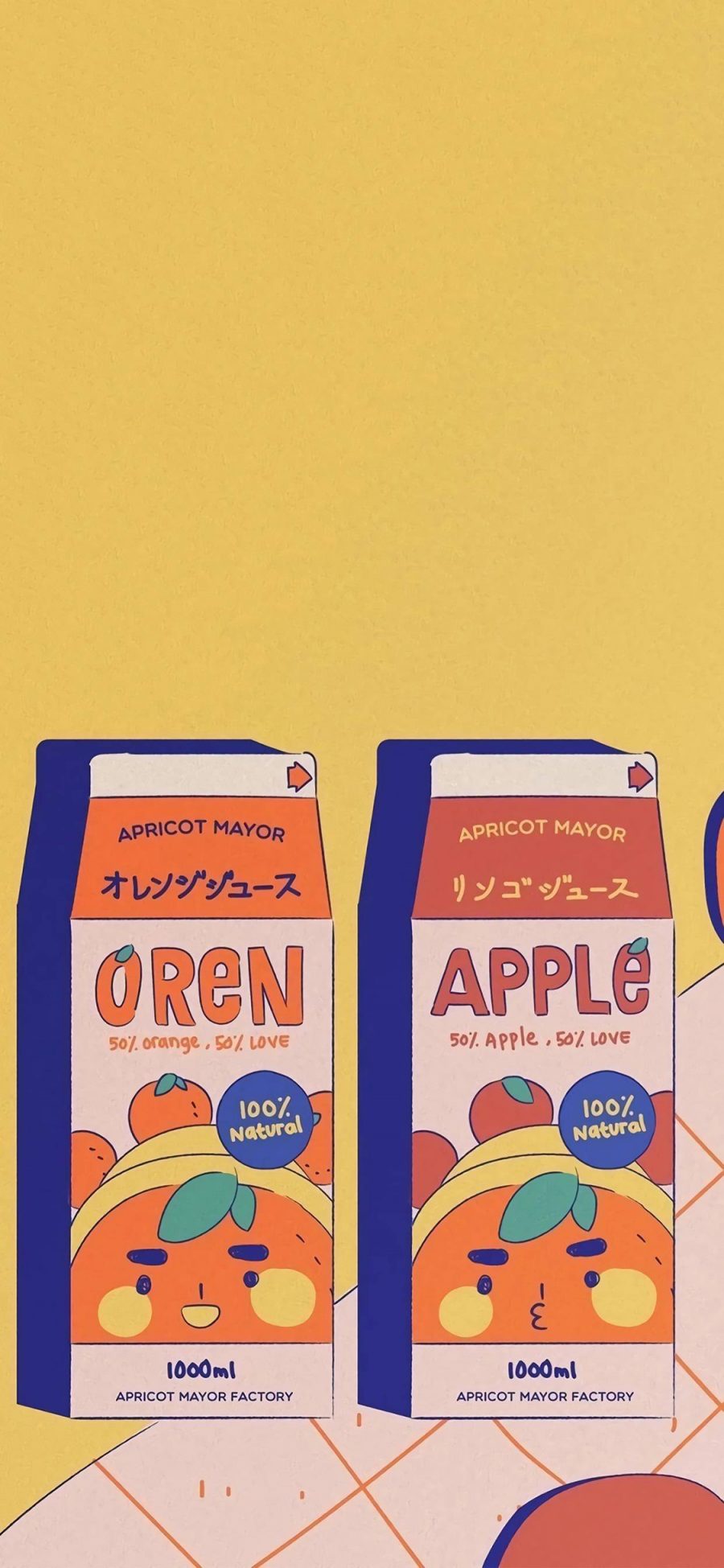 [2436×1125]卡通 橙汁 零食系列 苹果手机动漫壁纸图片