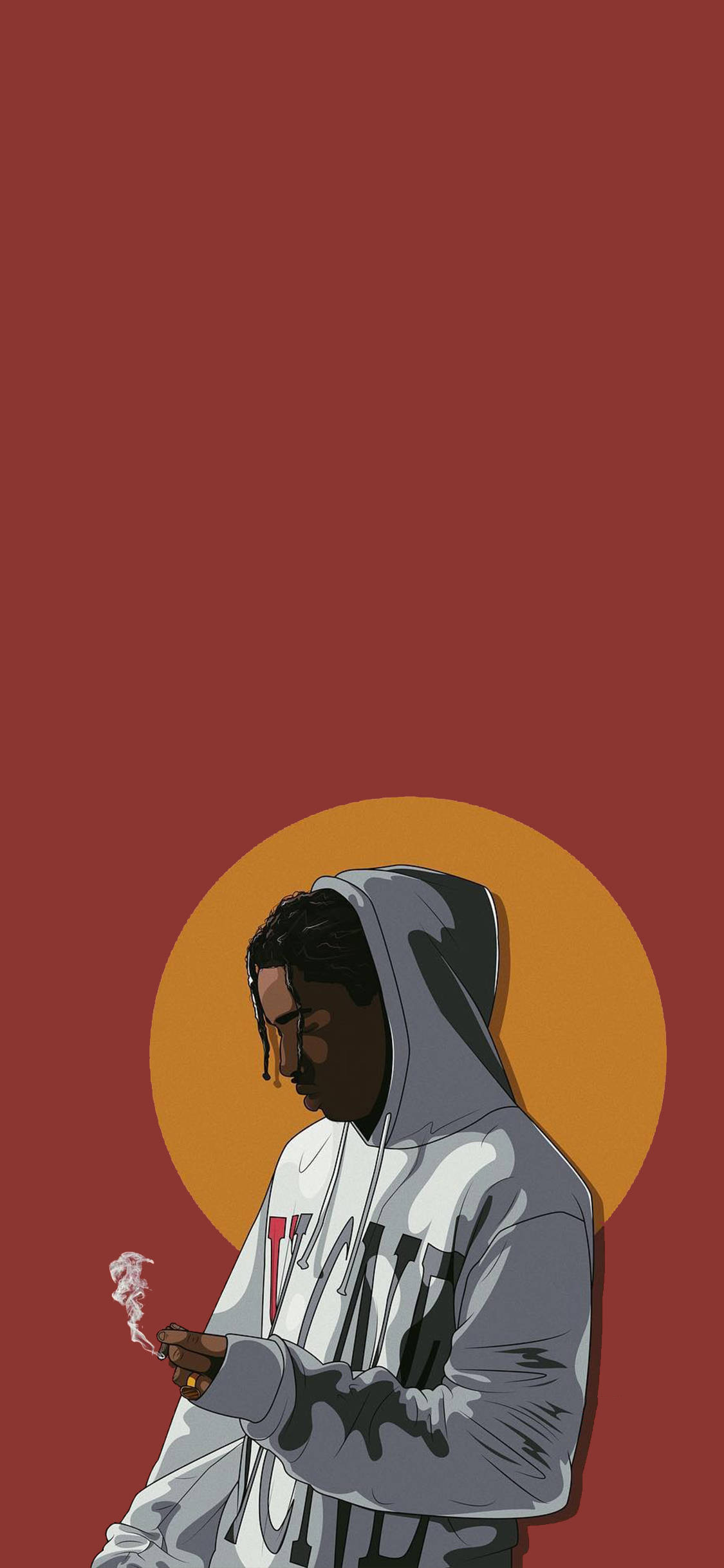 [2436×1125]卡通 潮图 欧美黑人 抽烟 苹果手机动漫壁纸图片