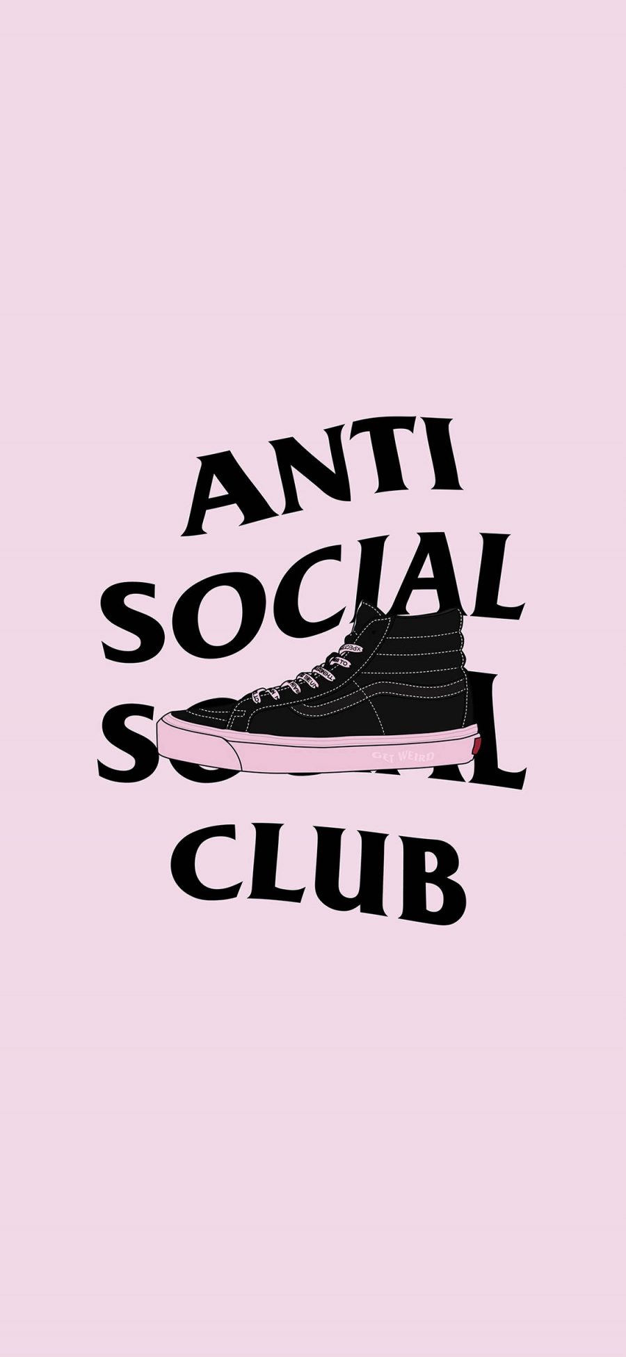 [2436×1125]卡通 潮牌 鞋子 Anti social social club 苹果手机动漫壁纸图片