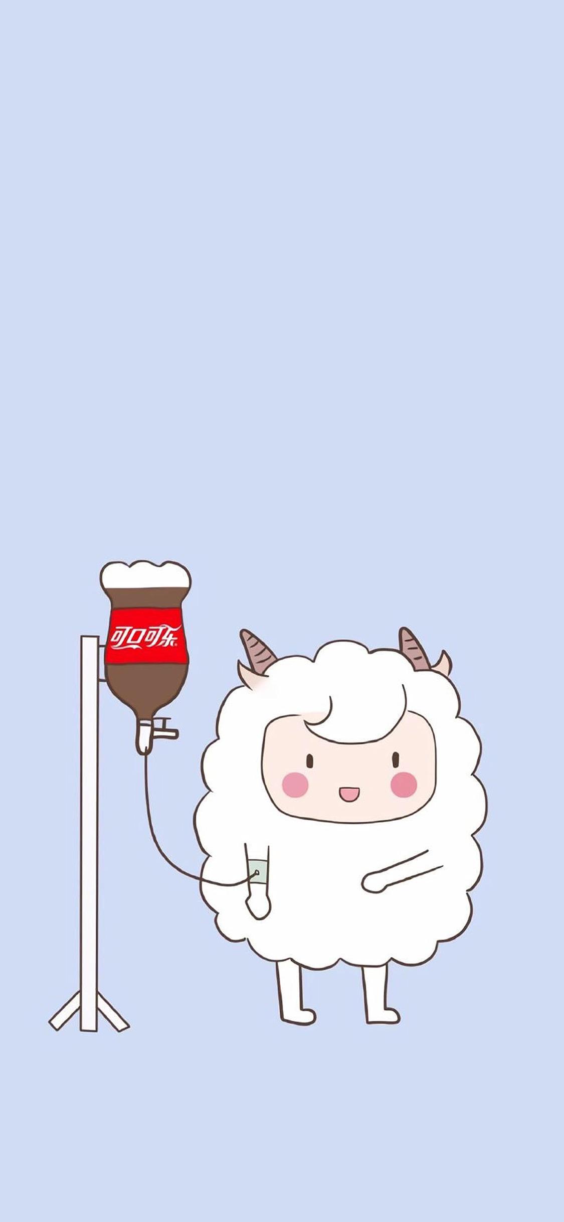 [2436×1125]卡通 点滴 可乐 羊 趣味 苹果手机动漫壁纸图片