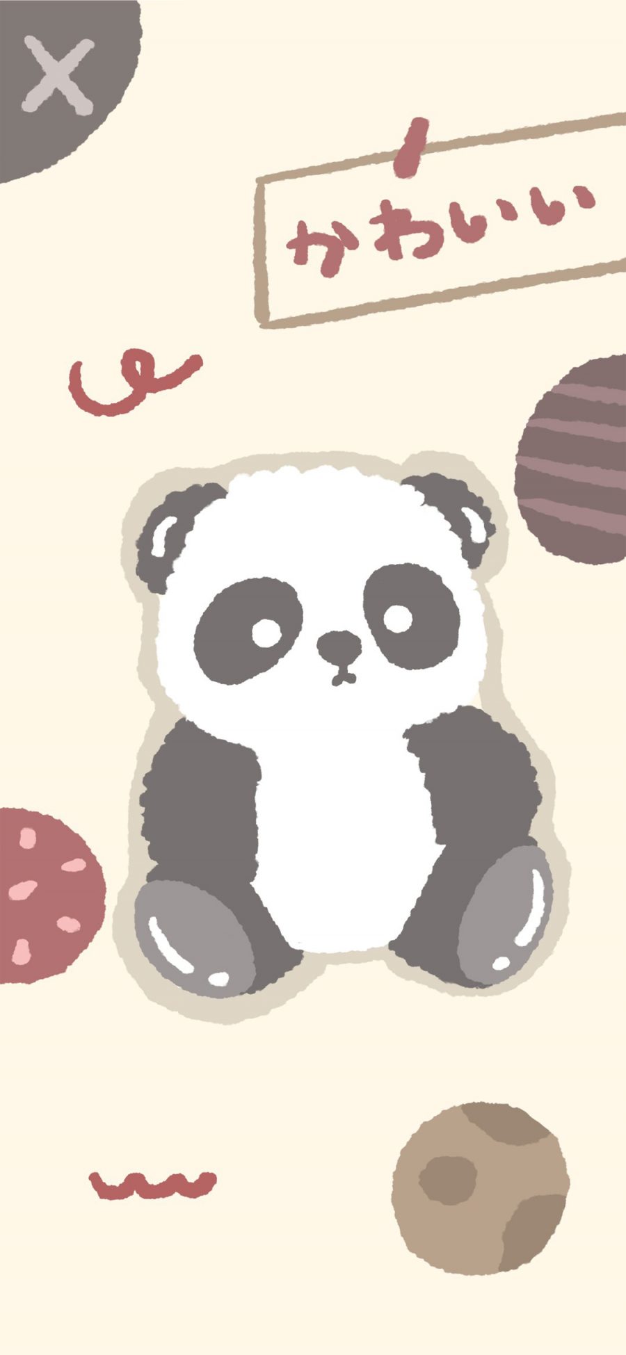 [2436×1125]卡通 熊猫 可爱（取自微博：奶鹿–JUNE） 苹果手机动漫壁纸图片