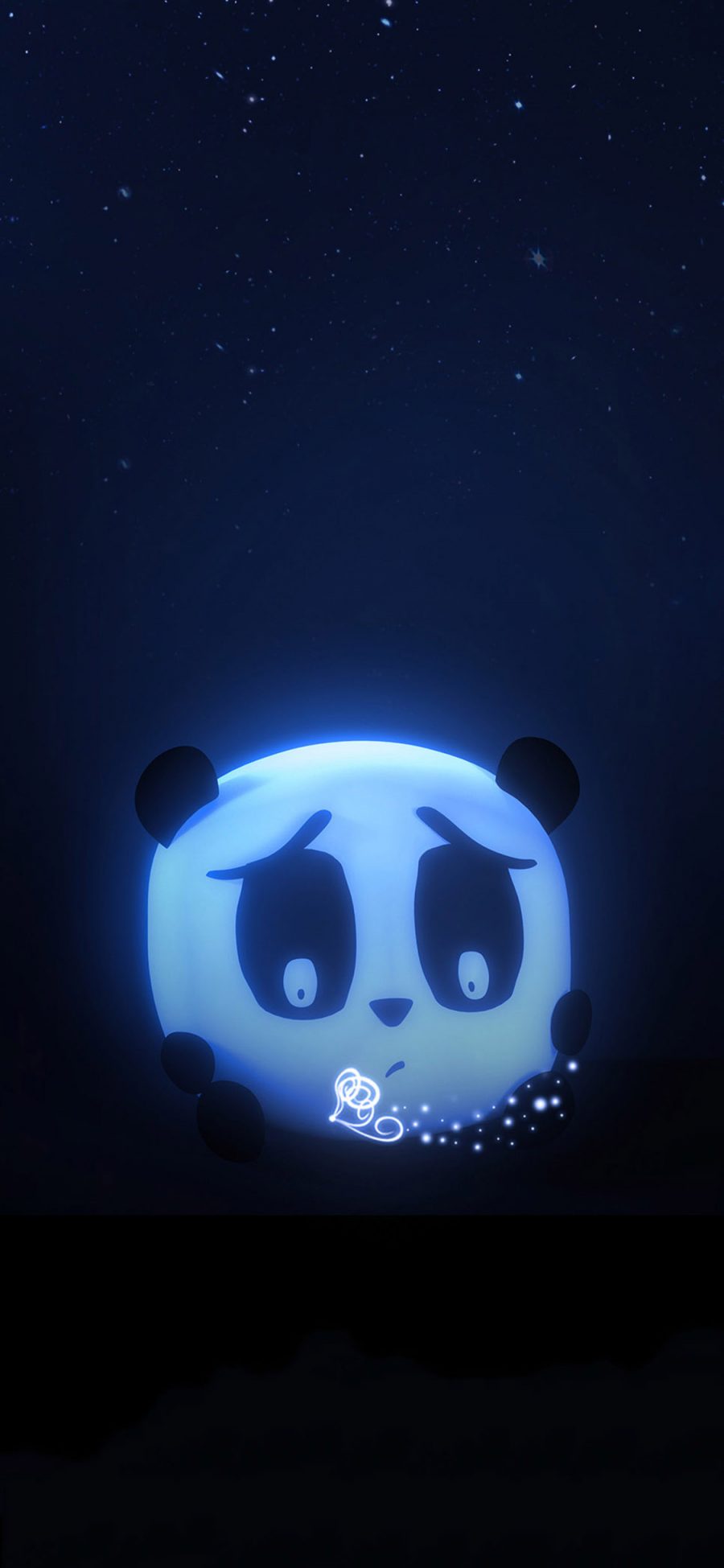 [2436×1125]卡通 熊猫 荧光 国宝 苹果手机动漫壁纸图片