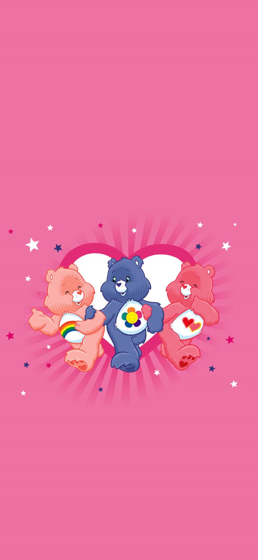 [2436×1125]卡通 爱心小熊 彩虹熊 粉色 苹果手机动漫壁纸图片