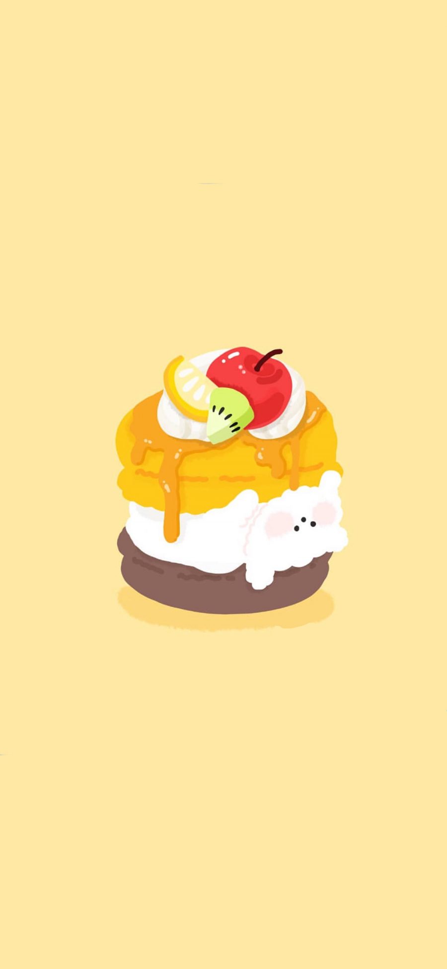 [2436×1125]卡通 狗狗 夹心蛋糕 苹果 苹果手机动漫壁纸图片