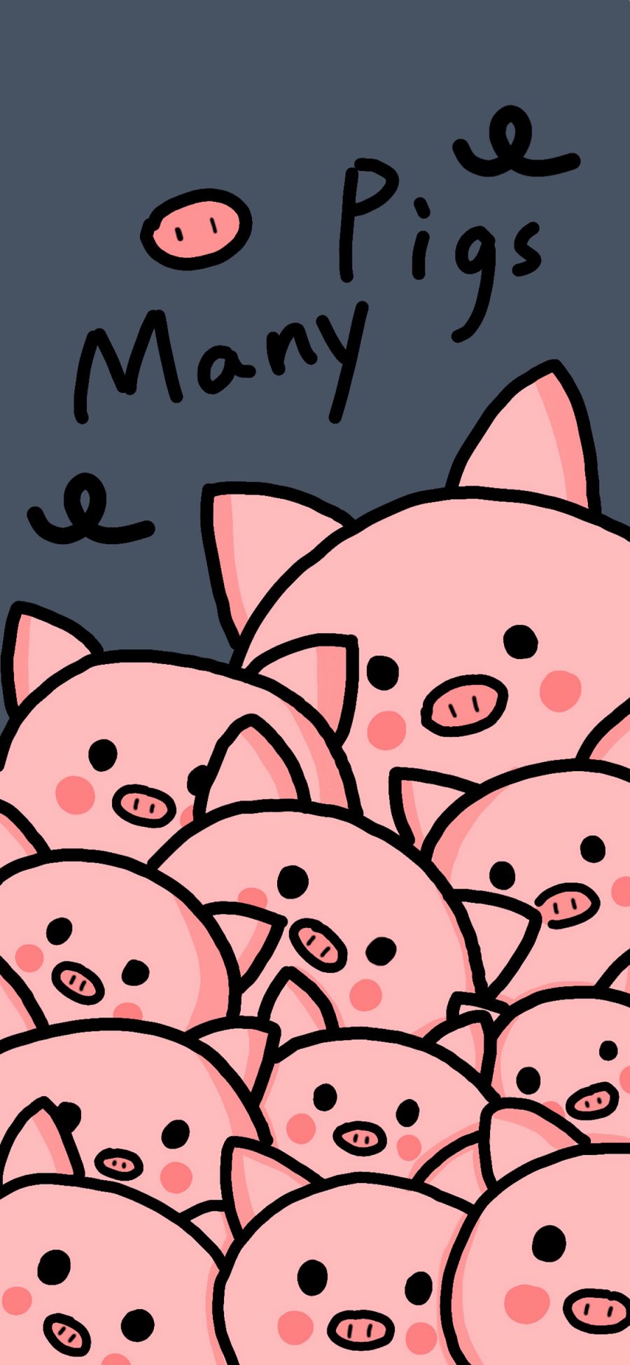 [2436×1125]卡通 猪猪 many pigs 密集 苹果手机动漫壁纸图片