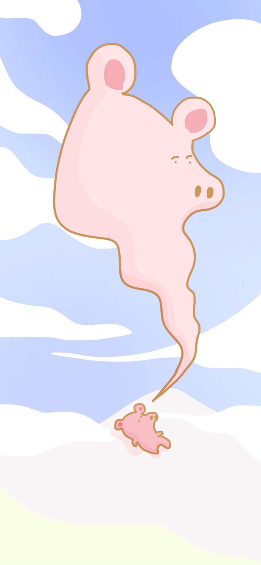 [2436×1125]卡通 猪猪 不规则 可爱 苹果手机动漫壁纸图片
