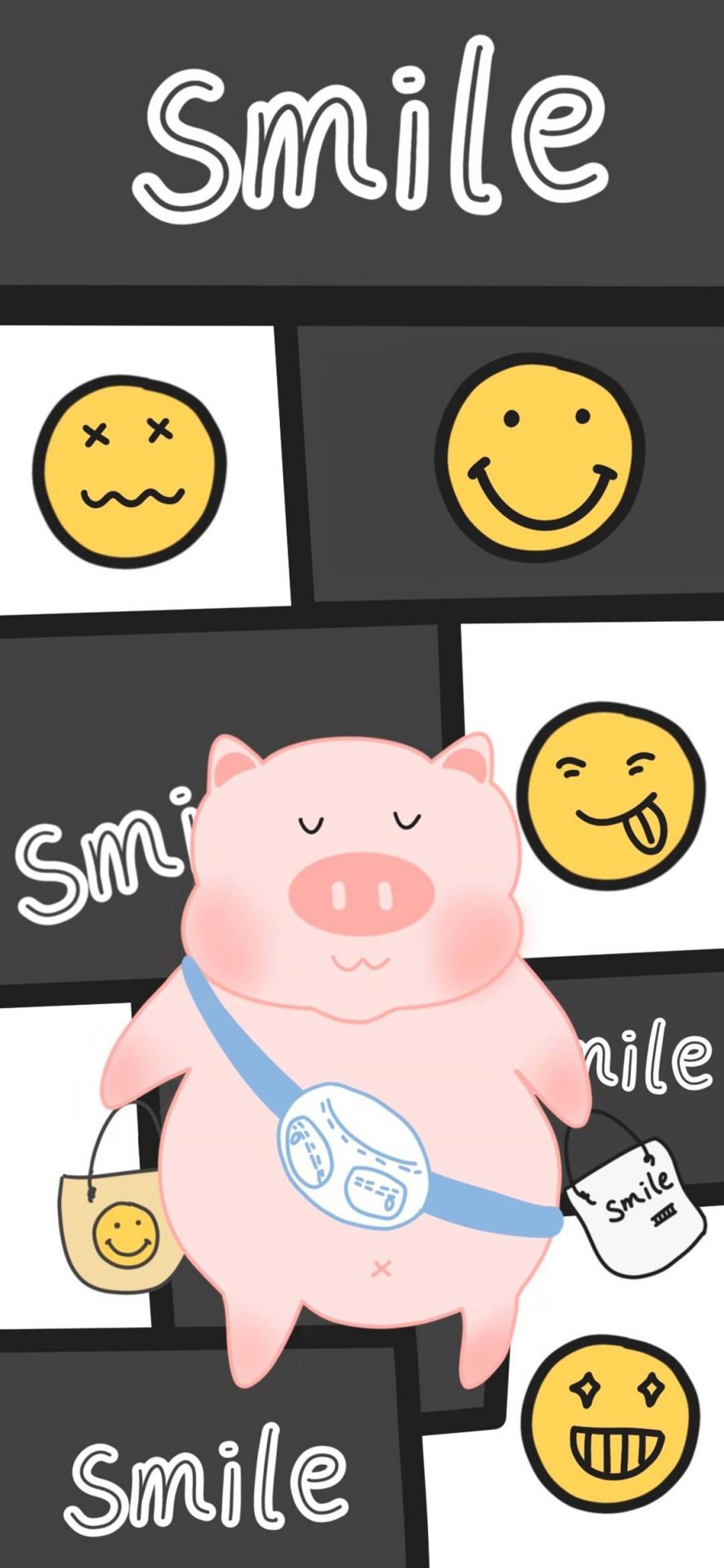 [2436×1125]卡通 猪猪 笑脸 smile 苹果手机动漫壁纸图片