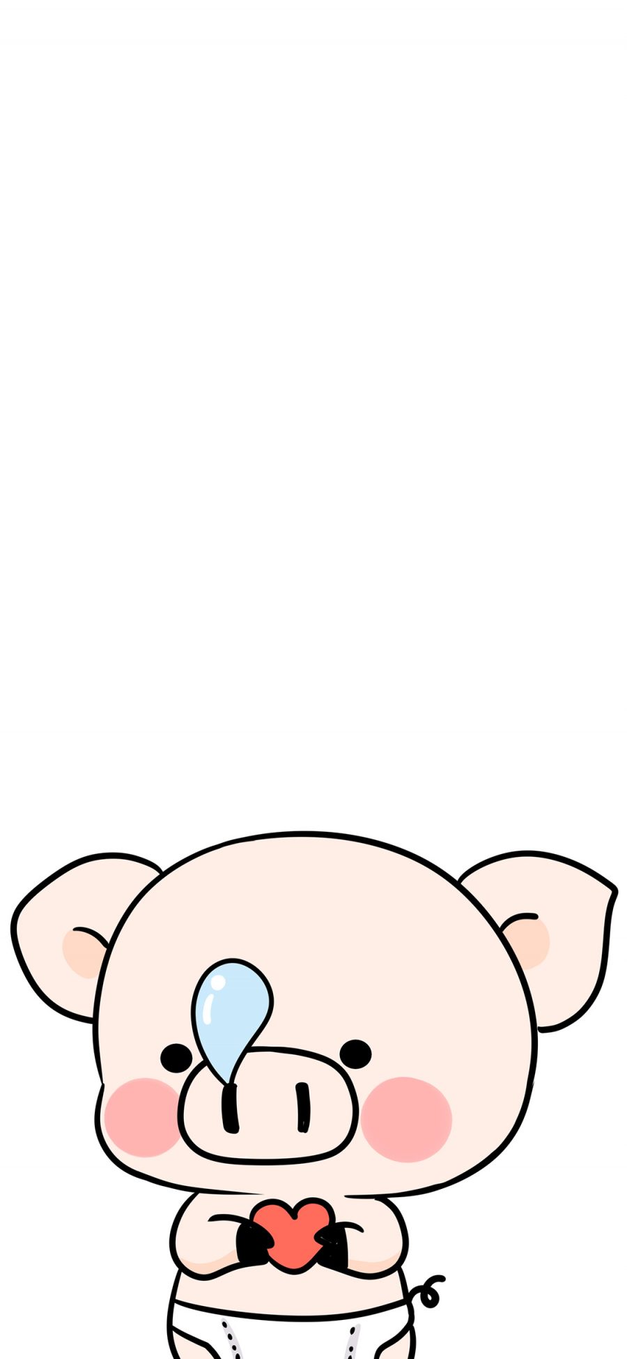 [2436×1125]卡通 猪猪 鼻涕泡 爱心 苹果手机动漫壁纸图片