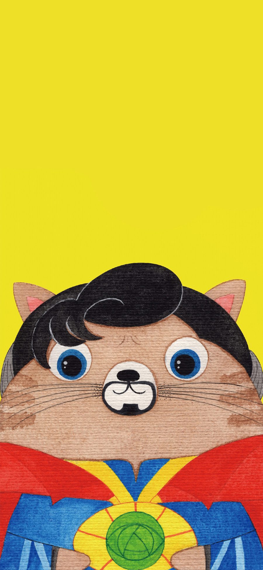 [2436×1125]卡通 猫咪 cos奇异博士 漫威 苹果手机动漫壁纸图片