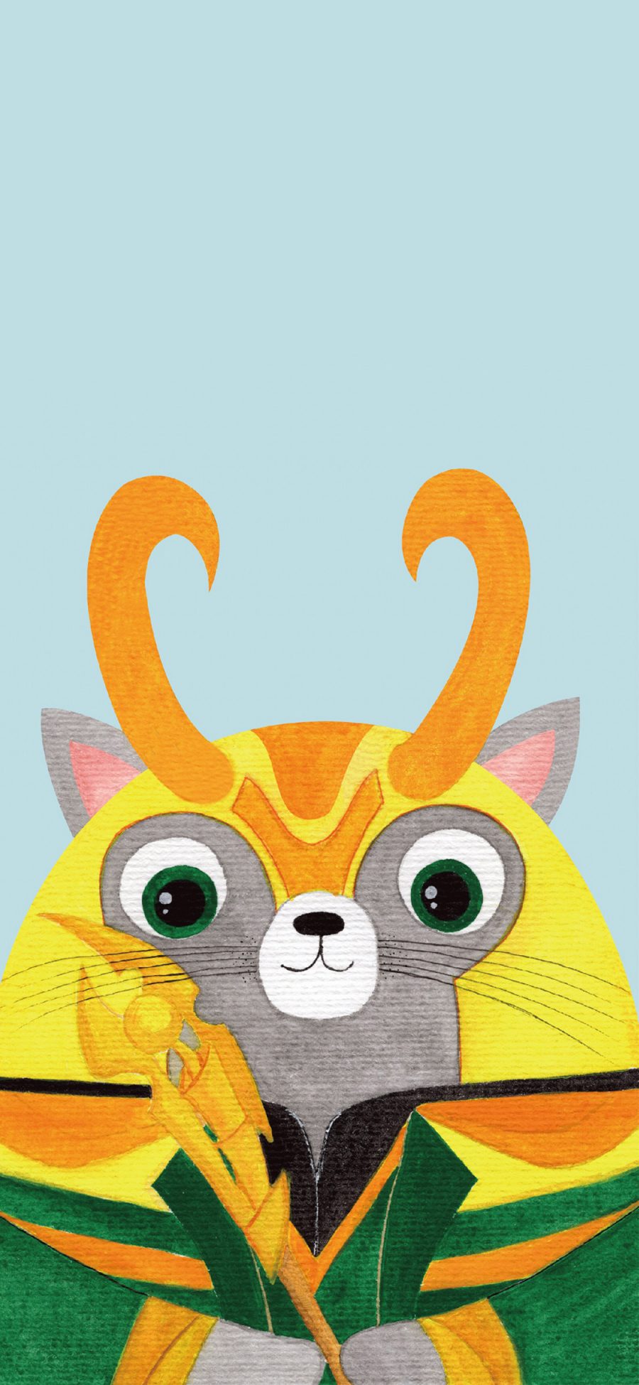 [2436×1125]卡通 猫咪 cos洛基 漫威英雄 苹果手机动漫壁纸图片