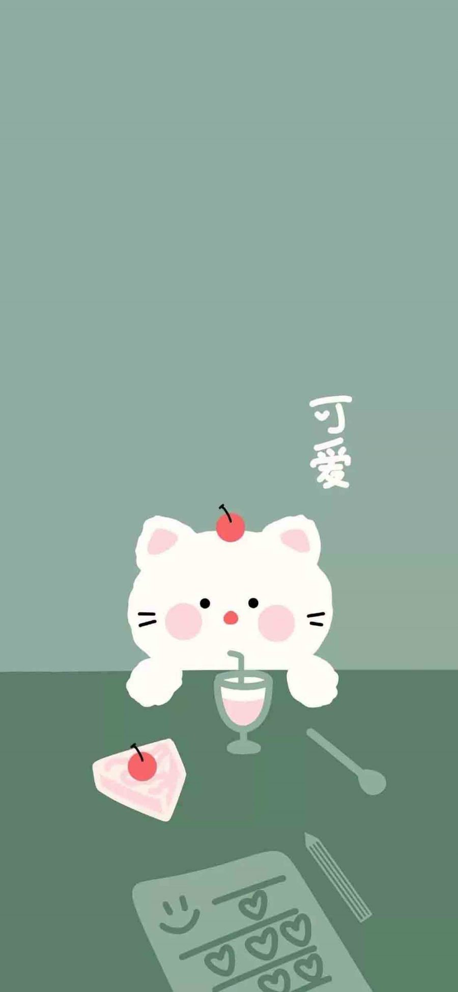 [2436×1125]卡通 猫咪 可爱（取自微博：透心凉A兔子） 苹果手机动漫壁纸图片