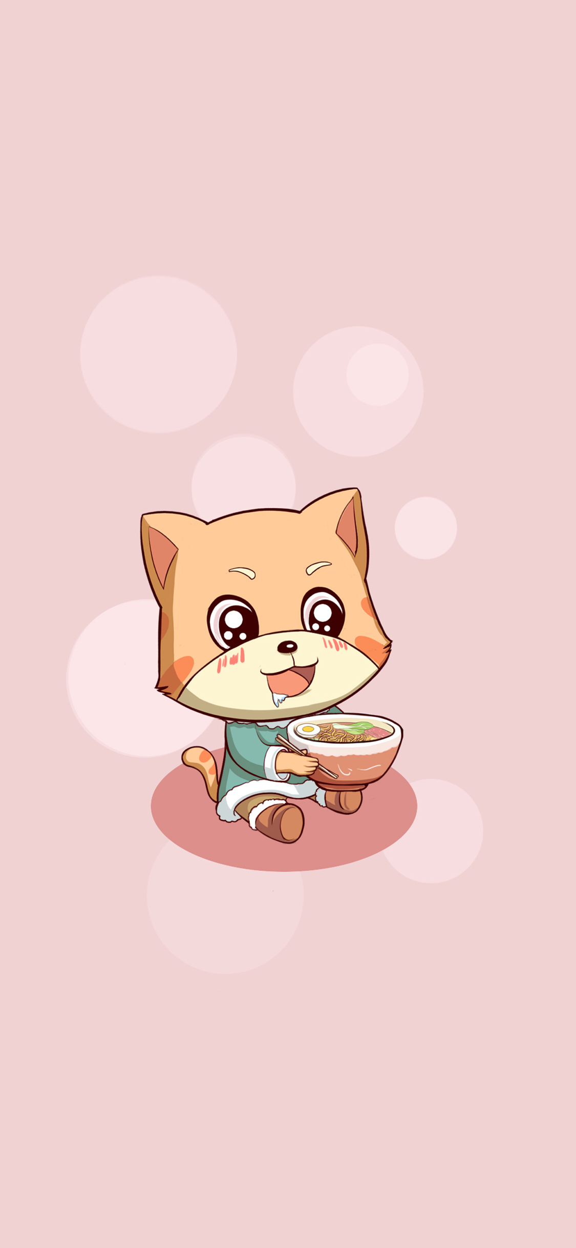 [2436×1125]卡通 猫咪 唐小猫 面条 苹果手机动漫壁纸图片
