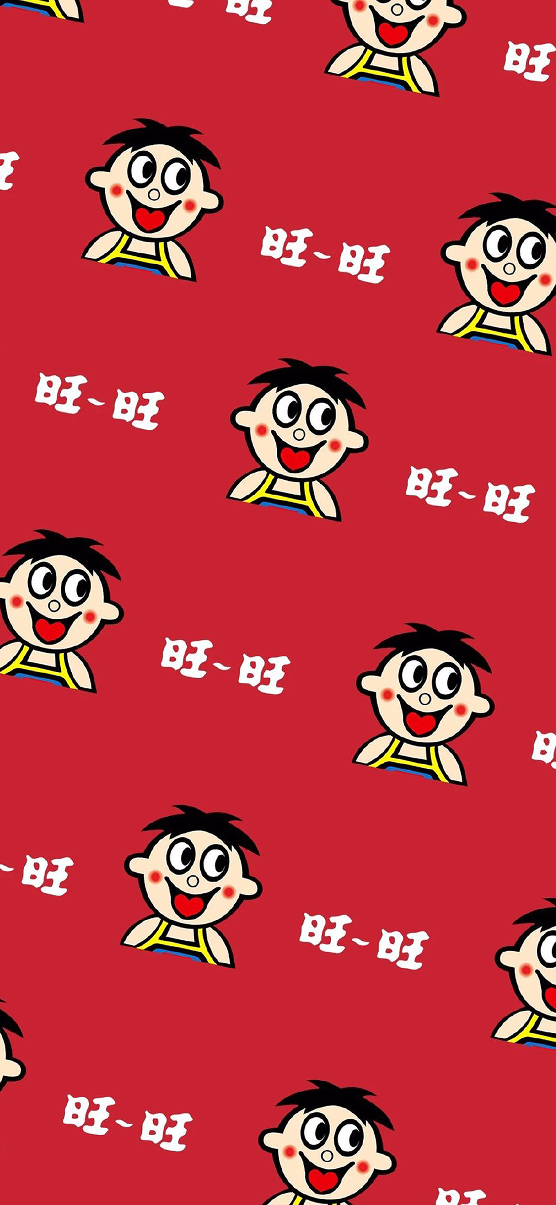 [2436×1125]卡通 红色 平铺 旺旺 苹果手机动漫壁纸图片
