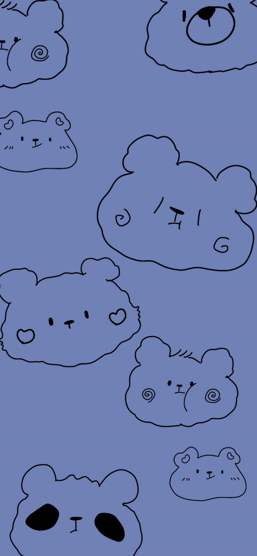 [2436×1125]卡通 线条 熊猫 可爱 苹果手机动漫壁纸图片