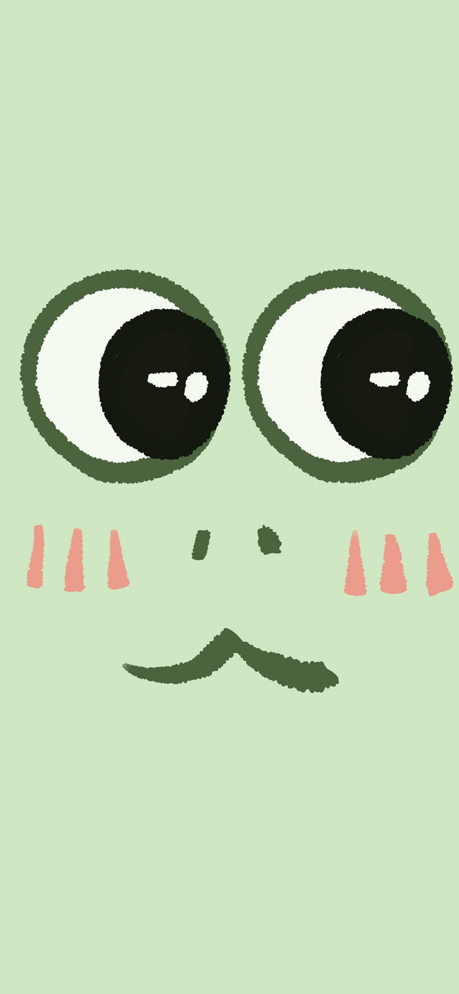 [2436×1125]卡通 绿色 青蛙 表情 大眼萌 苹果手机动漫壁纸图片