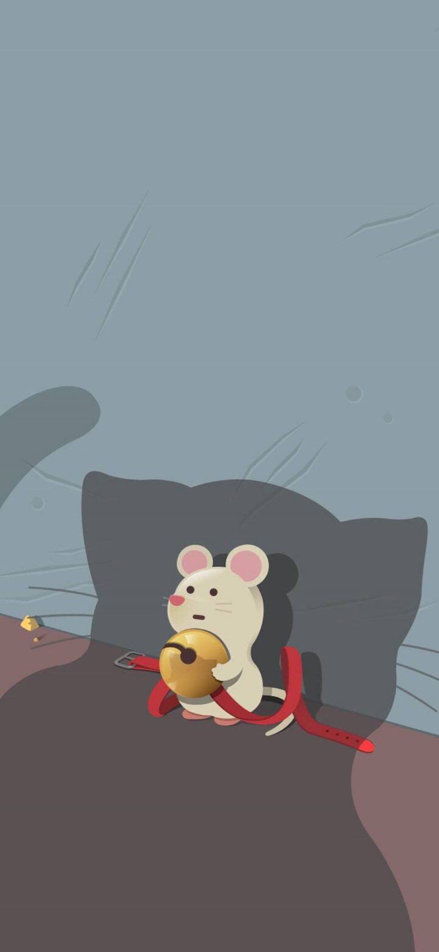 [2436×1125]卡通 老鼠 小白鼠 铃铛 苹果手机动漫壁纸图片