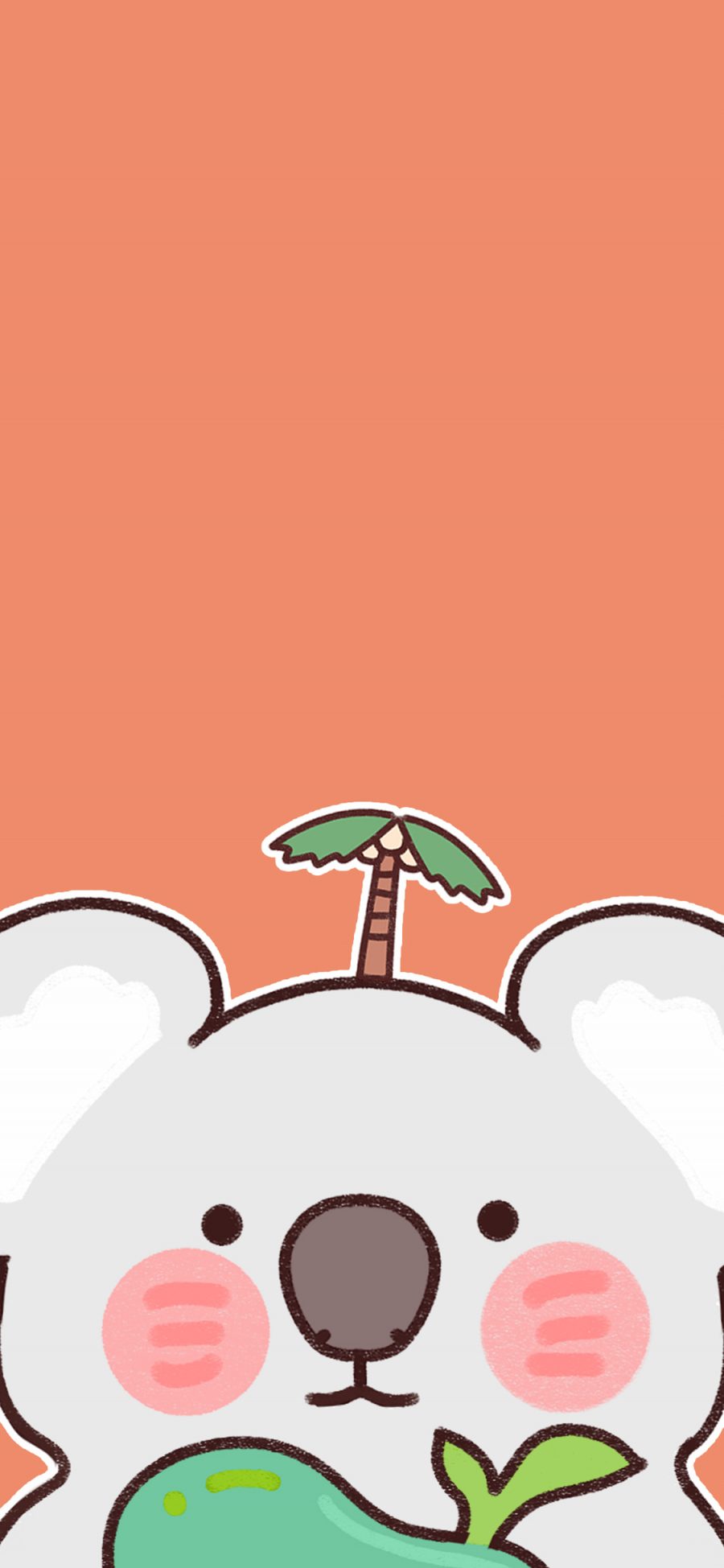 [2436×1125]卡通 考拉 可爱 椰树 苹果手机动漫壁纸图片