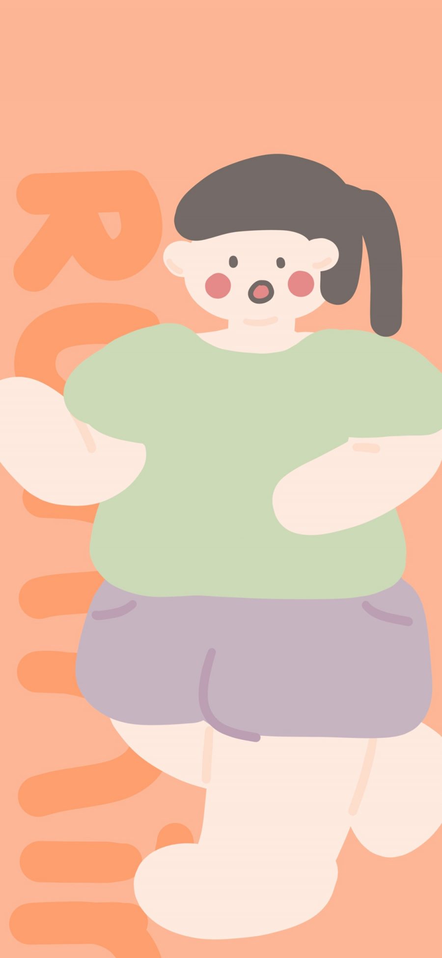 [2436×1125]卡通 肥胖 运动 running 女孩 苹果手机动漫壁纸图片