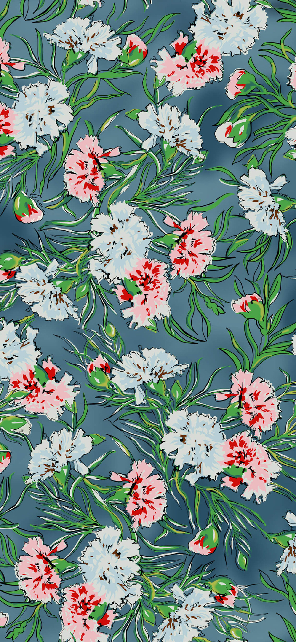 [2436×1125]卡通 花 康乃馨 Gucci 花纹（取自微博：G195） 苹果手机动漫壁纸图片