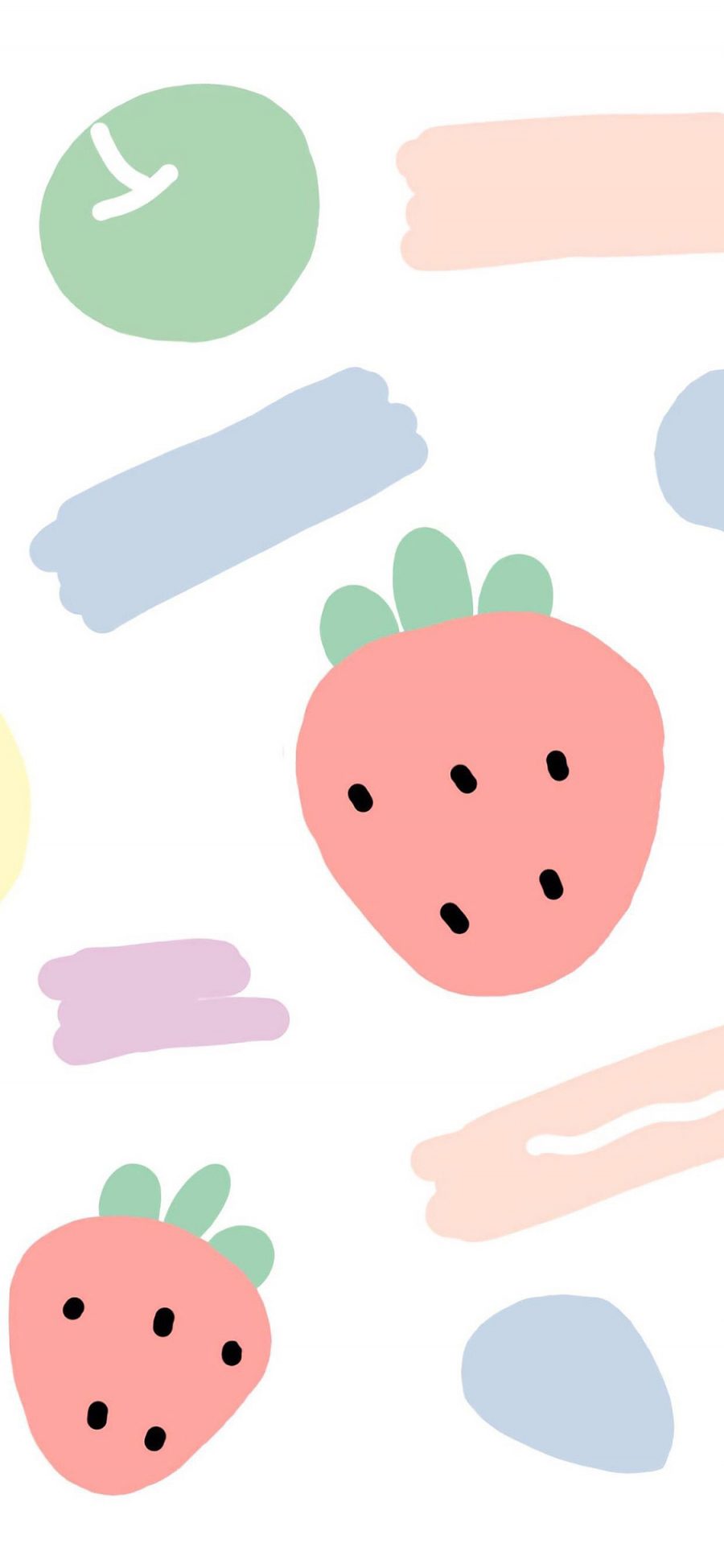 [2436×1125]卡通 草莓 简约 苹果 苹果手机动漫壁纸图片