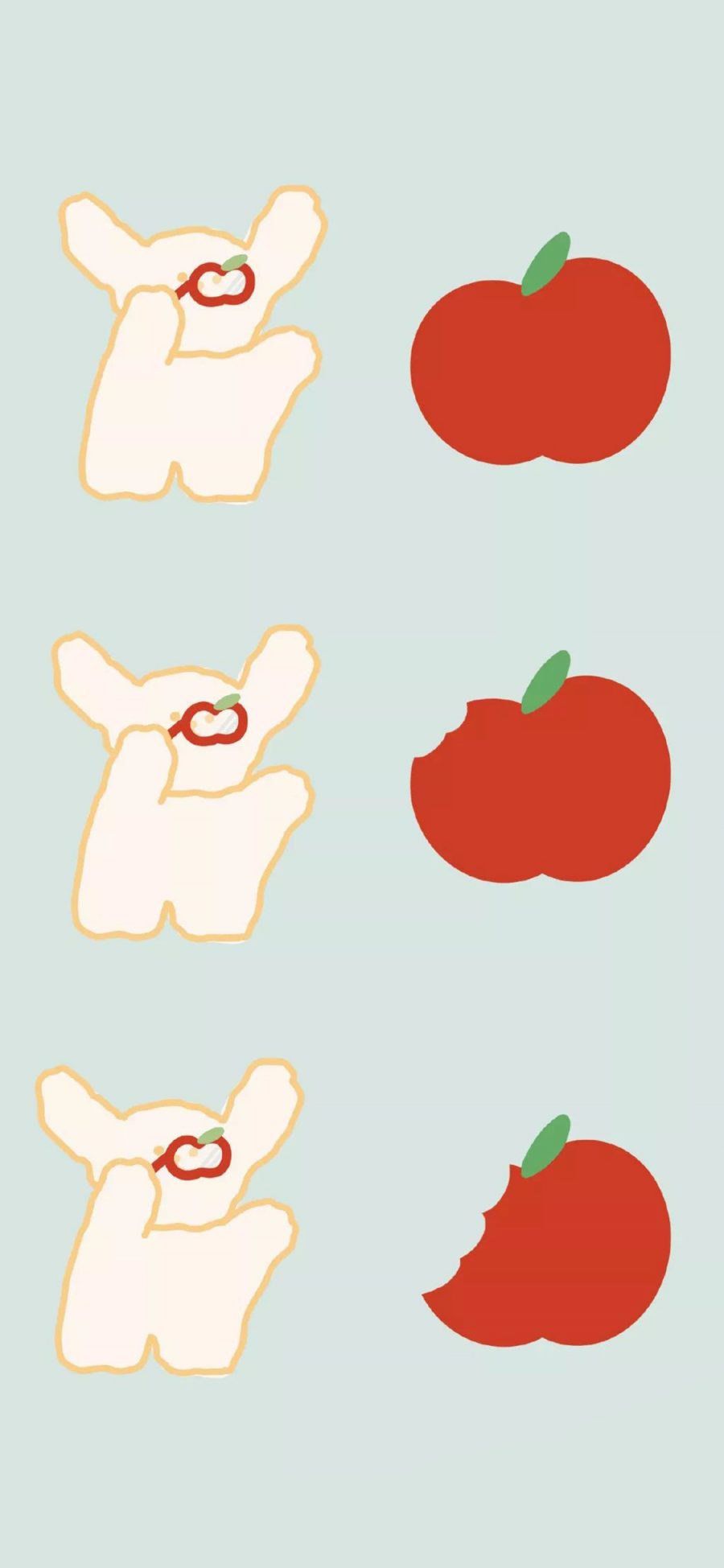 [2436×1125]卡通 萌物 兔子 苹果 苹果手机动漫壁纸图片