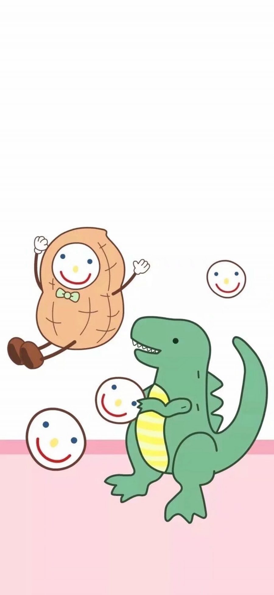 [2436×1125]卡通 萌物 恐龙 花生 笑脸 苹果手机动漫壁纸图片
