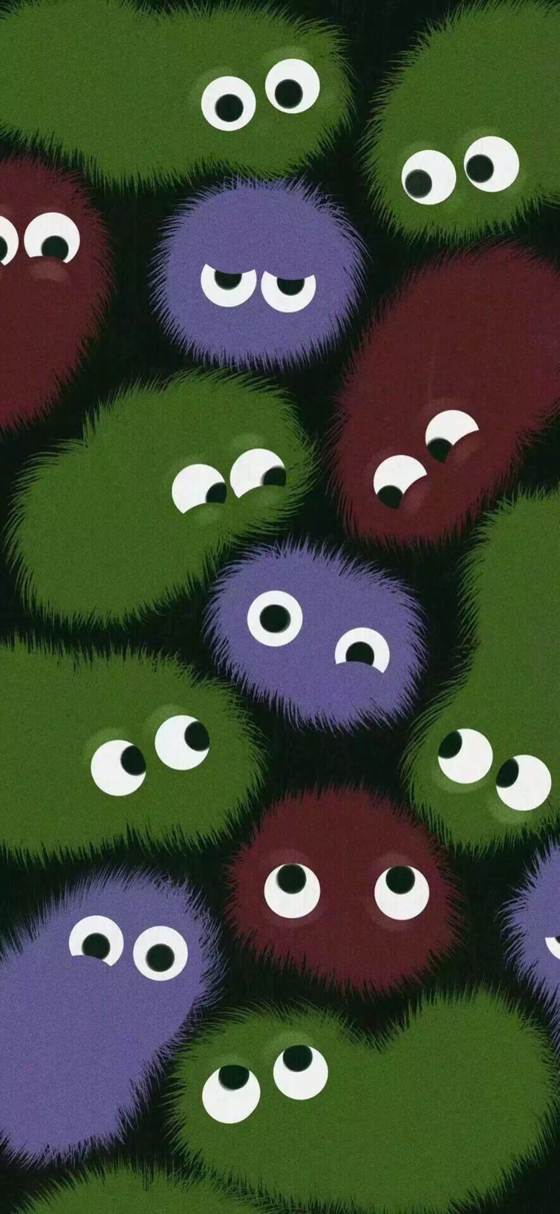 [2436×1125]卡通 萌物 毛茸茸 平铺 苹果手机动漫壁纸图片