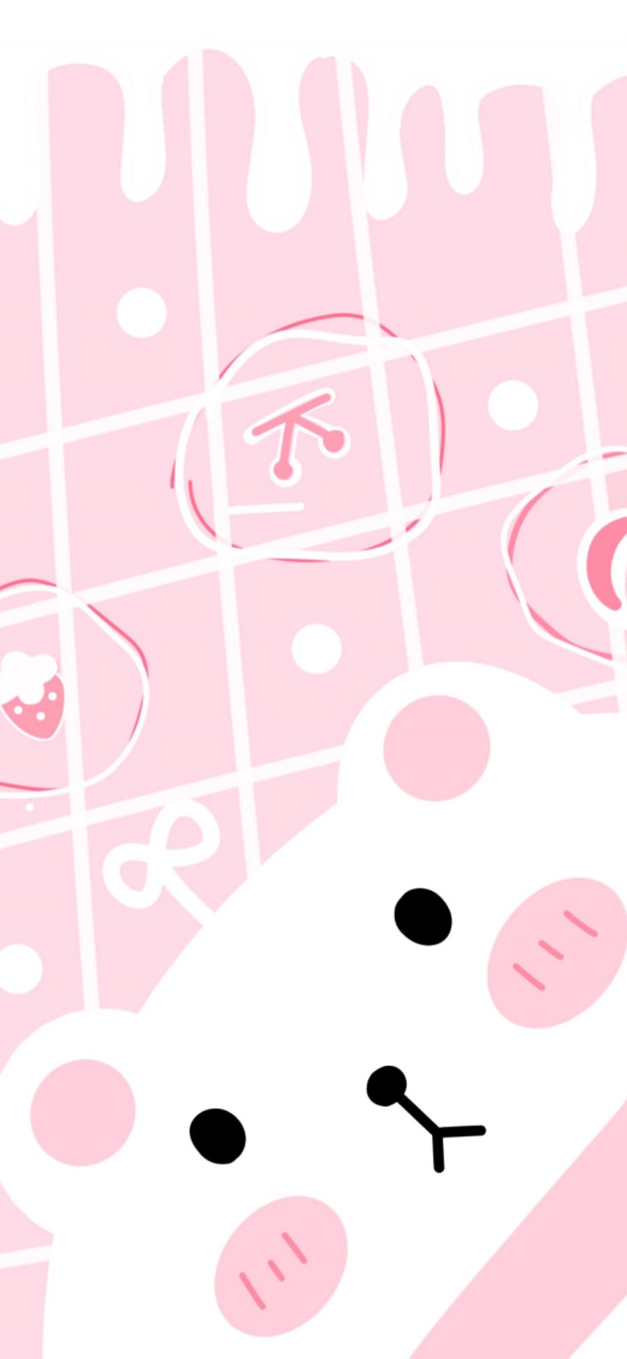 [2436×1125]卡通 萌物 粉色 小熊 苹果手机动漫壁纸图片