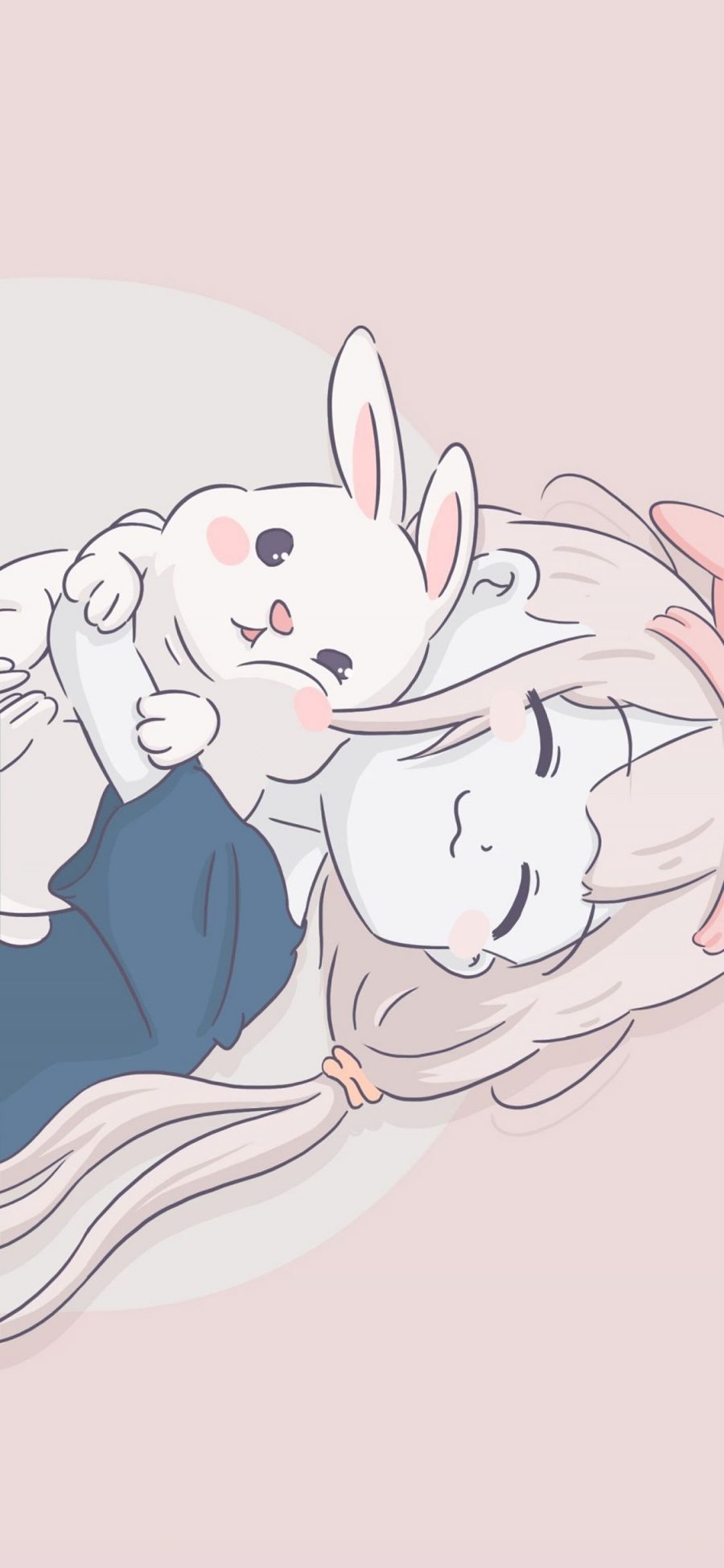 [2436×1125]卡通 萝莉 兔子 睡觉 可爱 苹果手机动漫壁纸图片