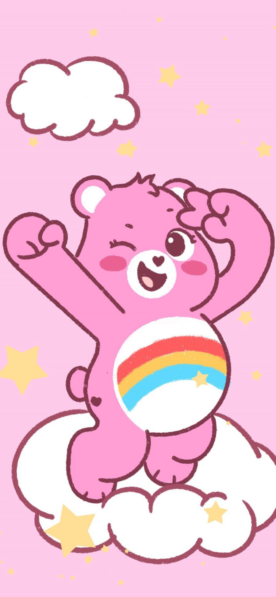 [2436×1125]卡通 迪士尼 彩虹熊 爱心熊（取自微博：lAugai ​​​​） 苹果手机动漫壁纸图片