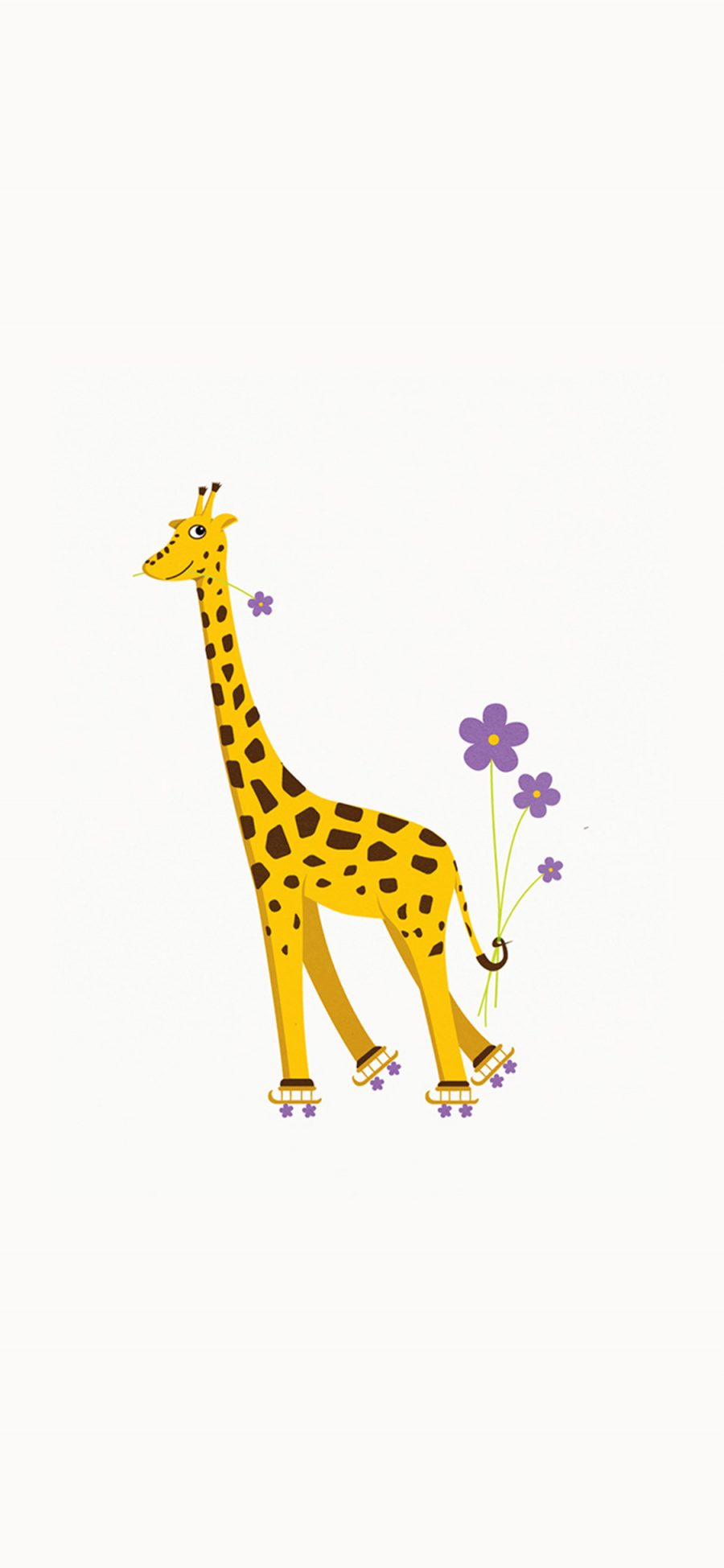 [2436×1125]卡通 长颈鹿 简约 色彩 苹果手机动漫壁纸图片