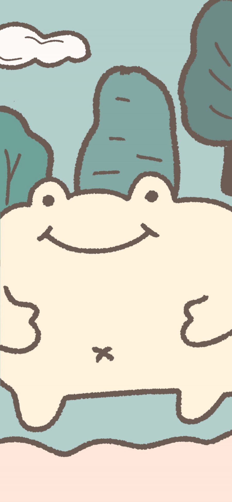 [2436×1125]卡通 青蛙 肥胖 可爱（取自微博：一番甜粥） 苹果手机动漫壁纸图片