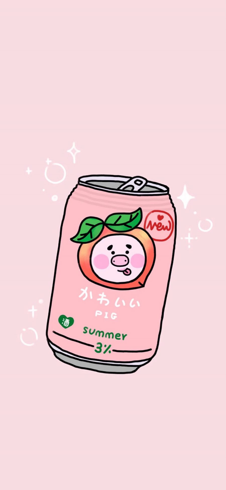 [2436×1125]卡通 饮品 水蜜桃 粉色 苹果手机动漫壁纸图片