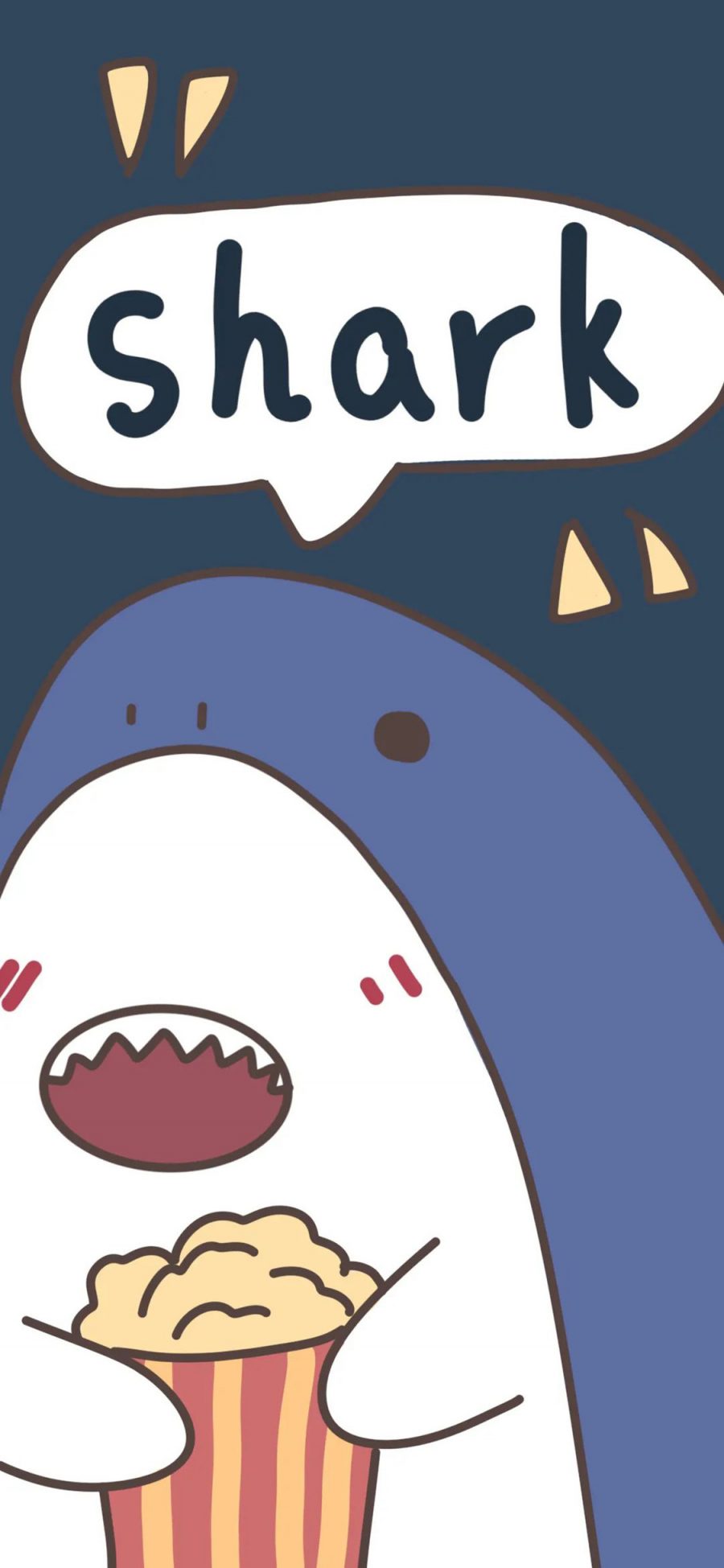 [2436×1125]卡通 鲨鱼 爆米花 shark 苹果手机动漫壁纸图片