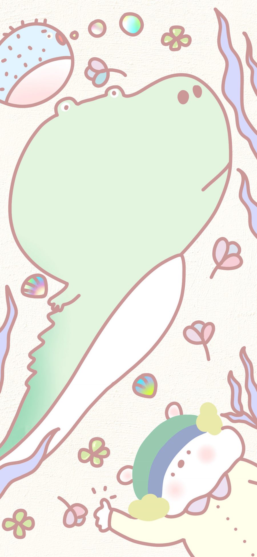 [2436×1125]卡通 鳄鱼 萌物 可爱 苹果手机动漫壁纸图片