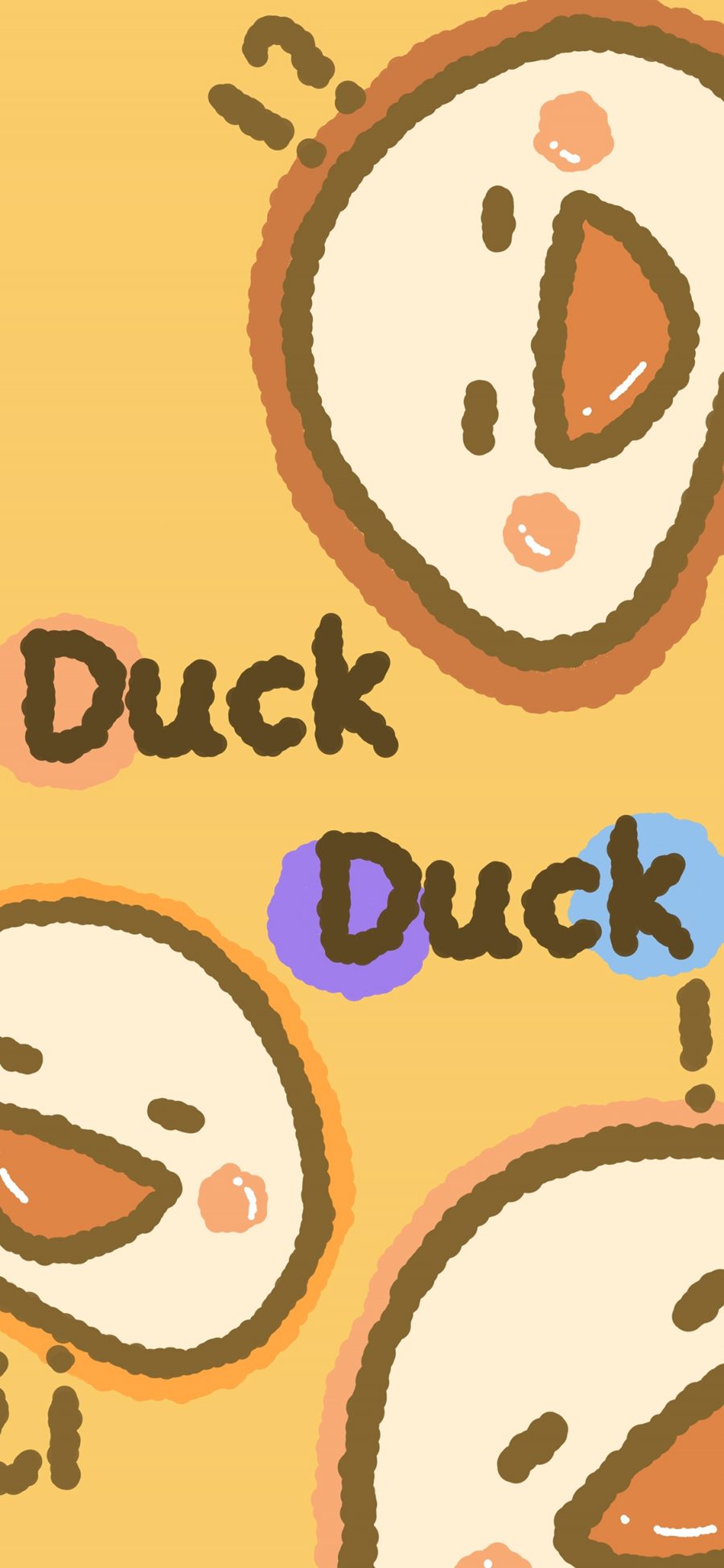 [2436×1125]卡通 鸭子 duck 平铺 苹果手机动漫壁纸图片