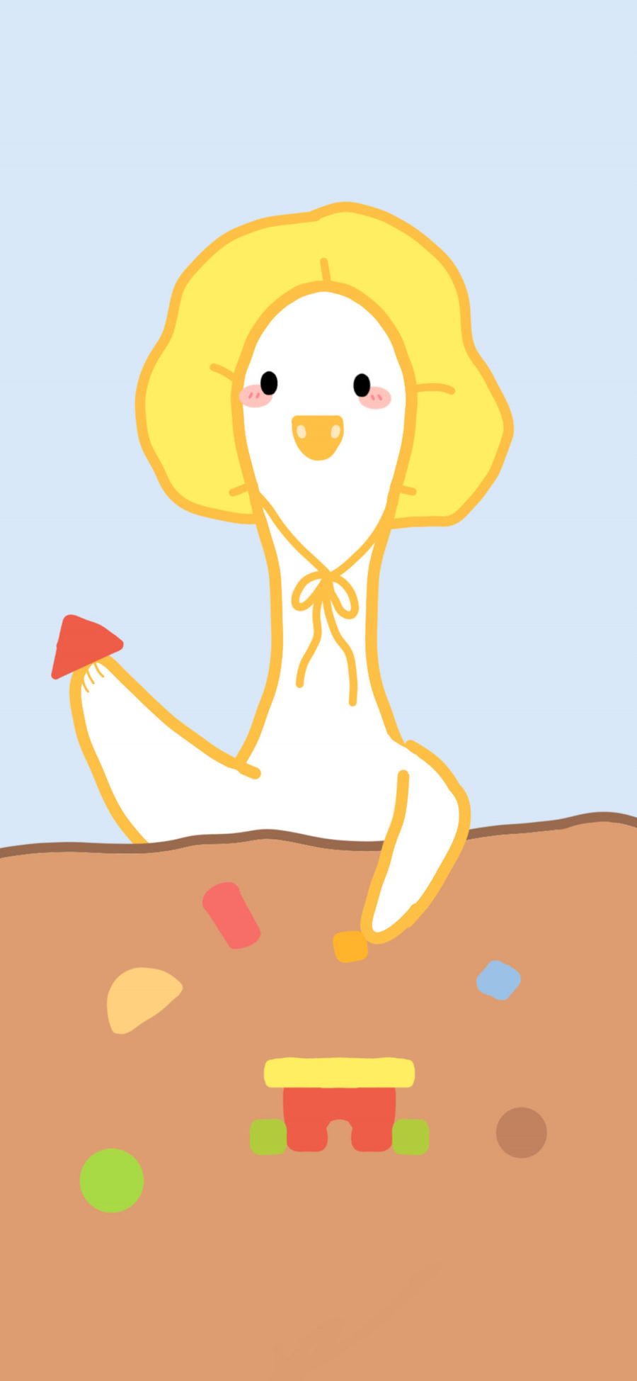 [2436×1125]卡通 鸭鸭 小黄帽 可爱 苹果手机动漫壁纸图片