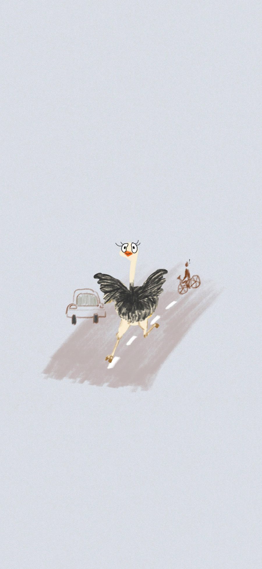 [2436×1125]卡通 鸵鸟 奔跑 可爱 苹果手机动漫壁纸图片