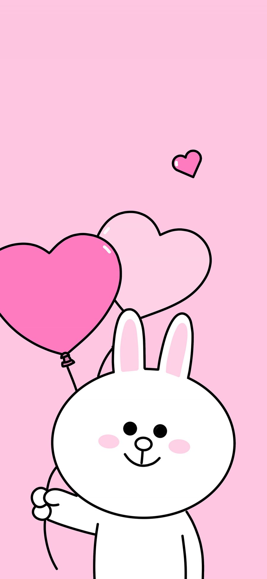 [2436×1125]可妮兔 linefriends 爱心 气球 可爱 粉色 苹果手机动漫壁纸图片