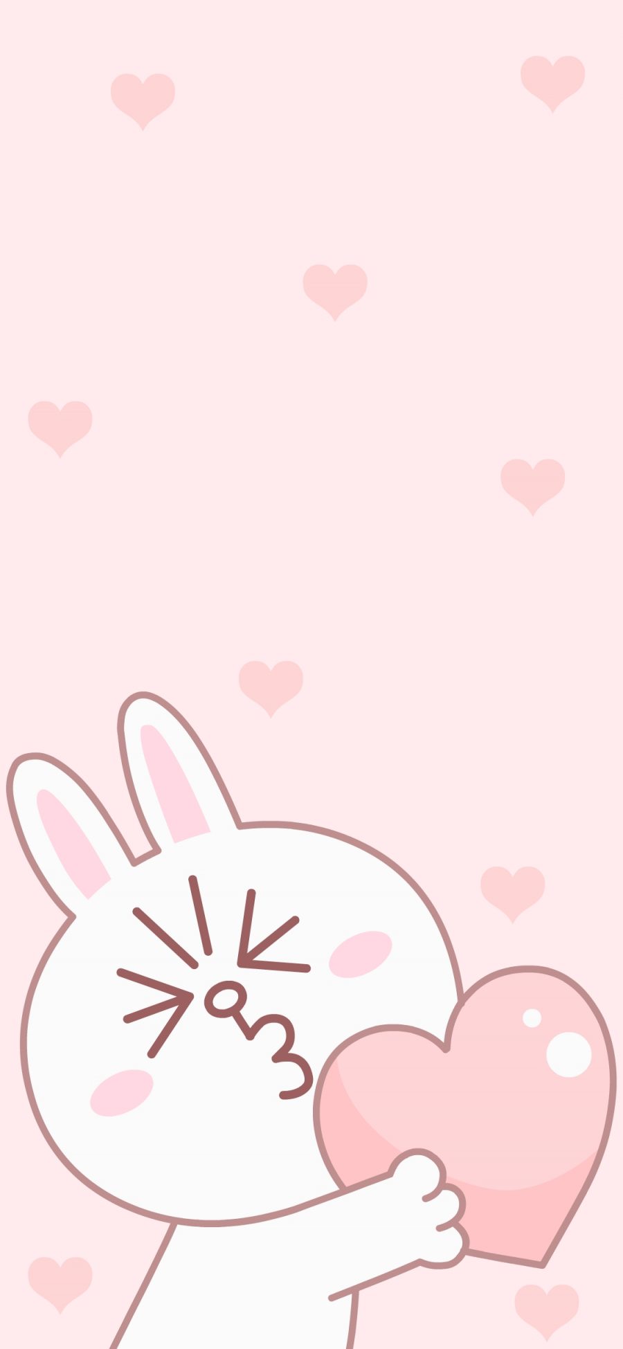 [2436×1125]可妮兔 爱心 line friends 粉色 苹果手机动漫壁纸图片