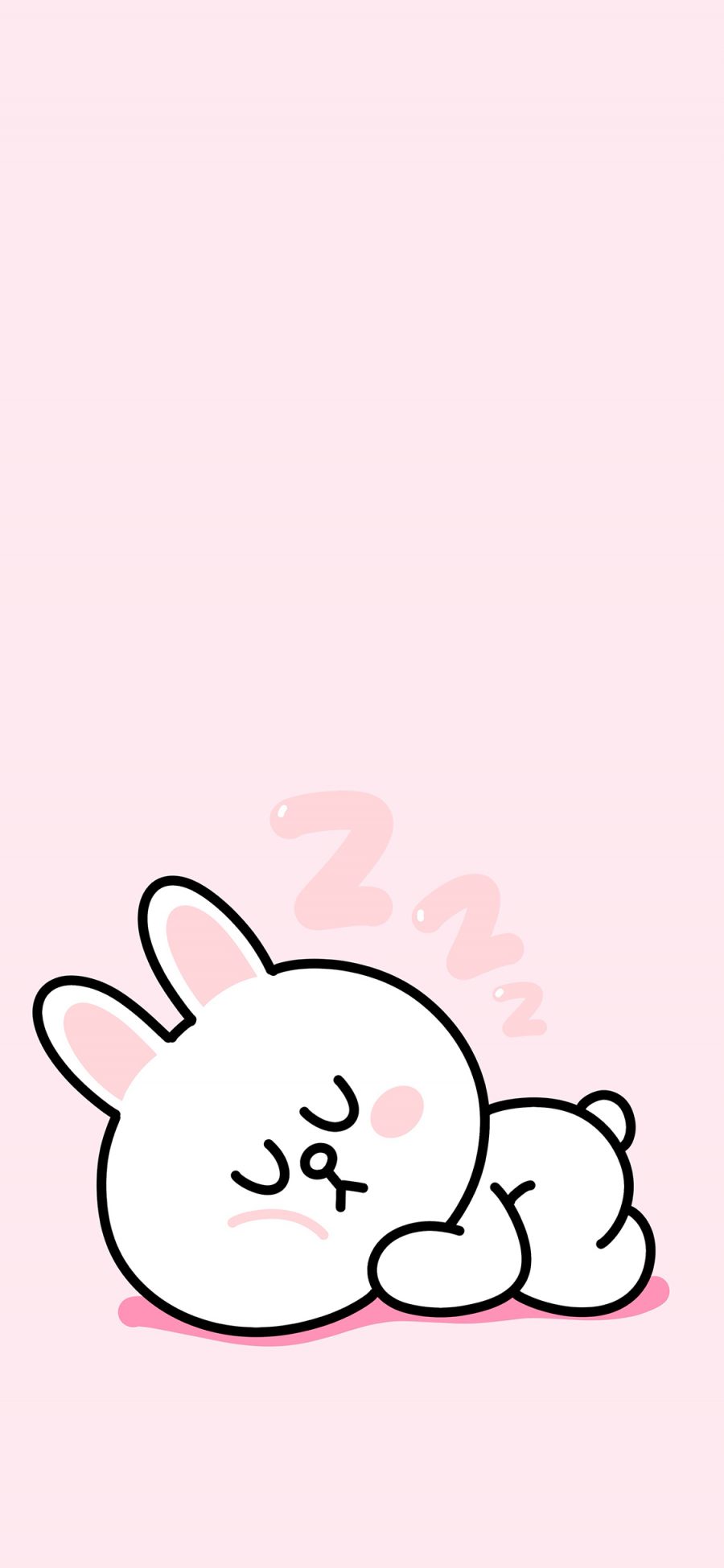[2436×1125]可妮兔 粉色 line friends 卡通 睡觉 可爱 苹果手机动漫壁纸图片