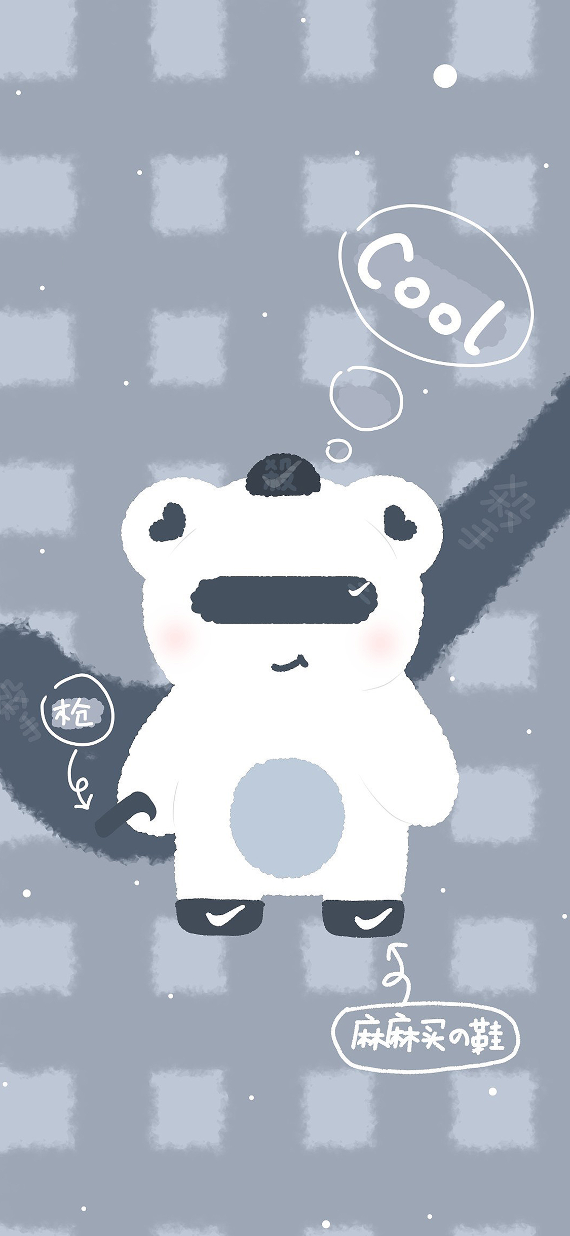 [2436×1125]可爱 cool 小熊 杀手 枪 麻麻买的鞋 苹果手机动漫壁纸图片