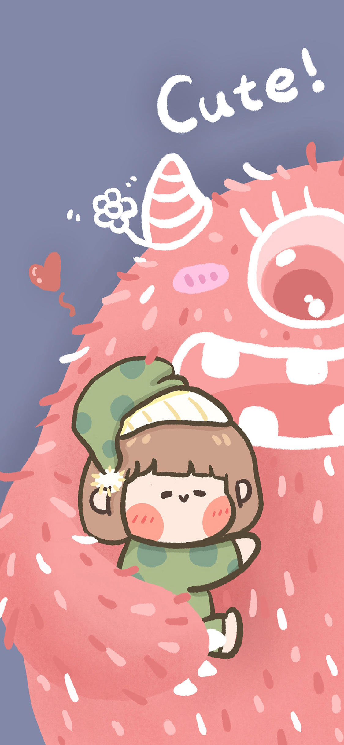[2436×1125]可爱 cute 小怪兽 女孩 苹果手机动漫壁纸图片