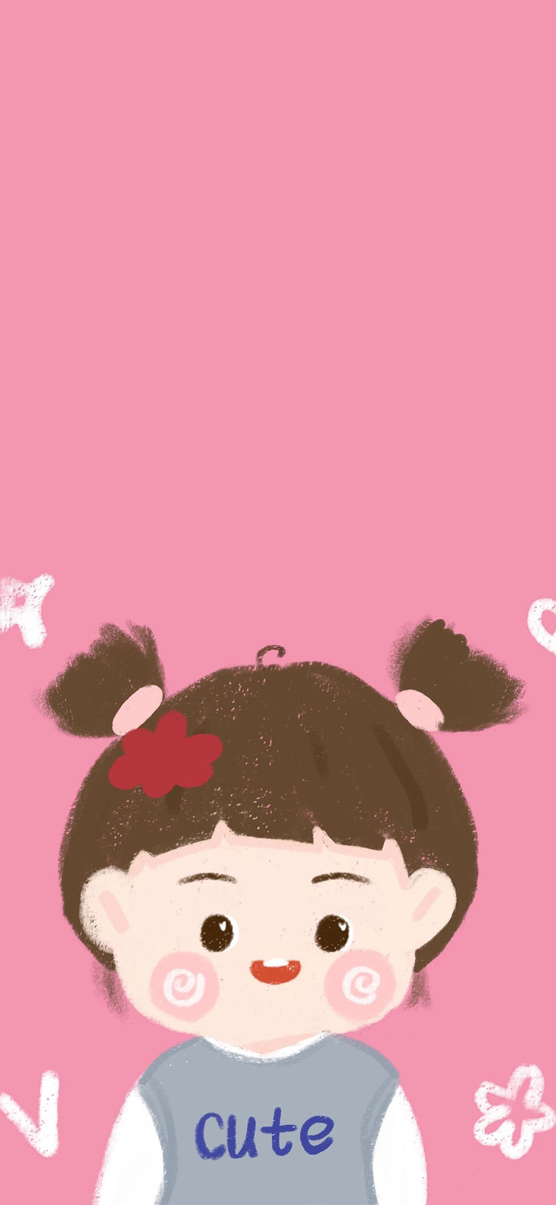 [2436×1125]可爱 卡通 cute 女孩 苹果手机动漫壁纸图片