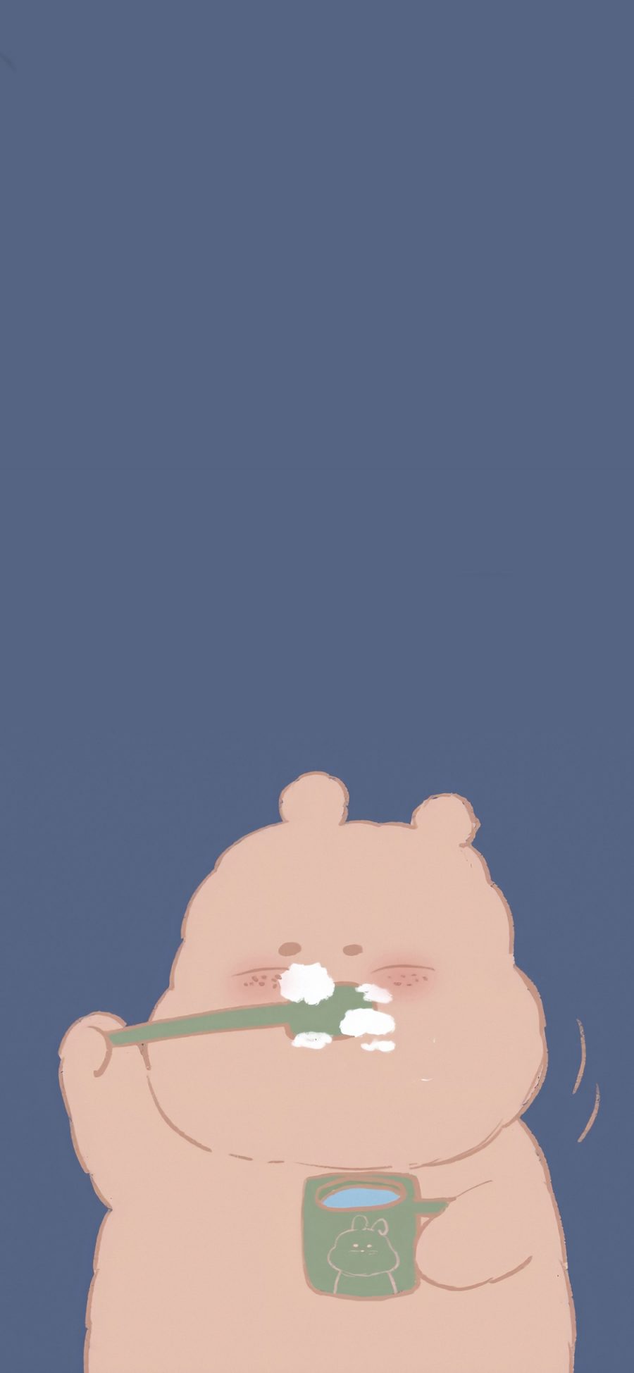 [2436×1125]可爱 卡通 刷牙 小熊 苹果手机动漫壁纸图片