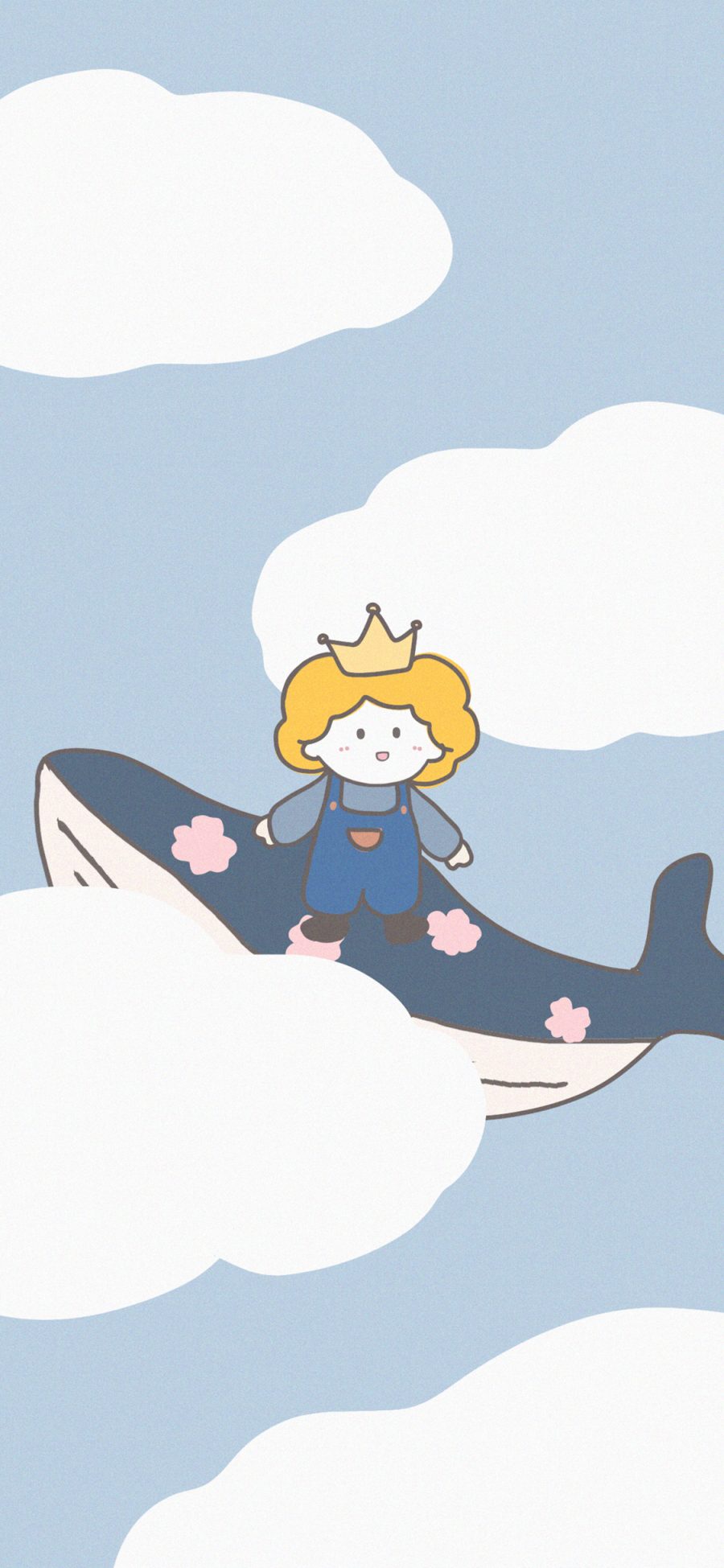 [2436×1125]可爱 卡通 小王子 鲸鱼 苹果手机动漫壁纸图片