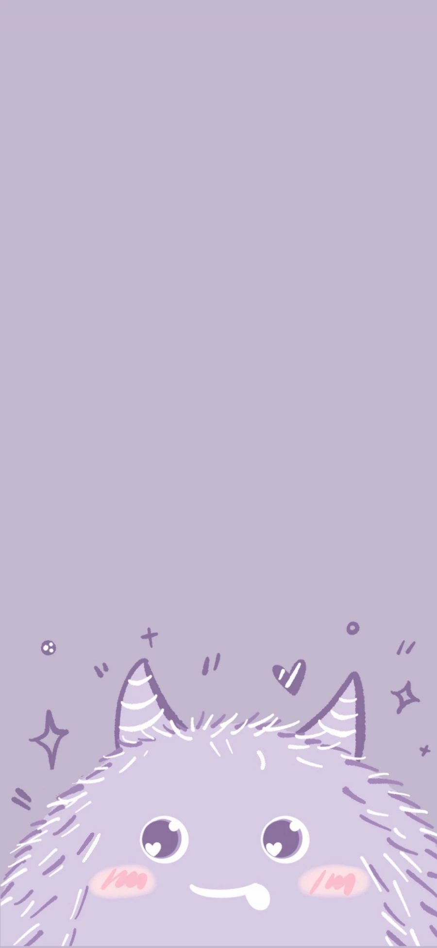 [2436×1125]可爱 小怪兽 紫 大眼 苹果手机动漫壁纸图片